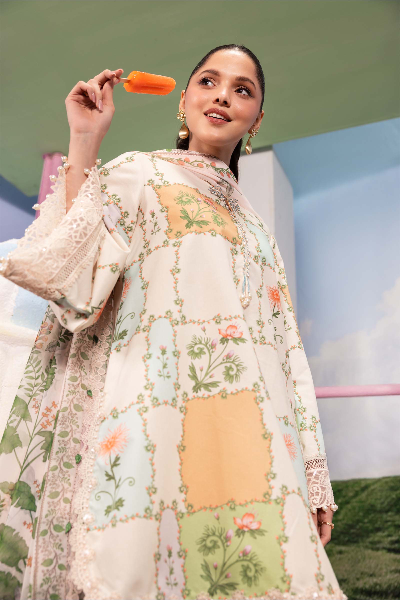 3 Pc Unstitched Embroidered Lawn Suit - Image 2