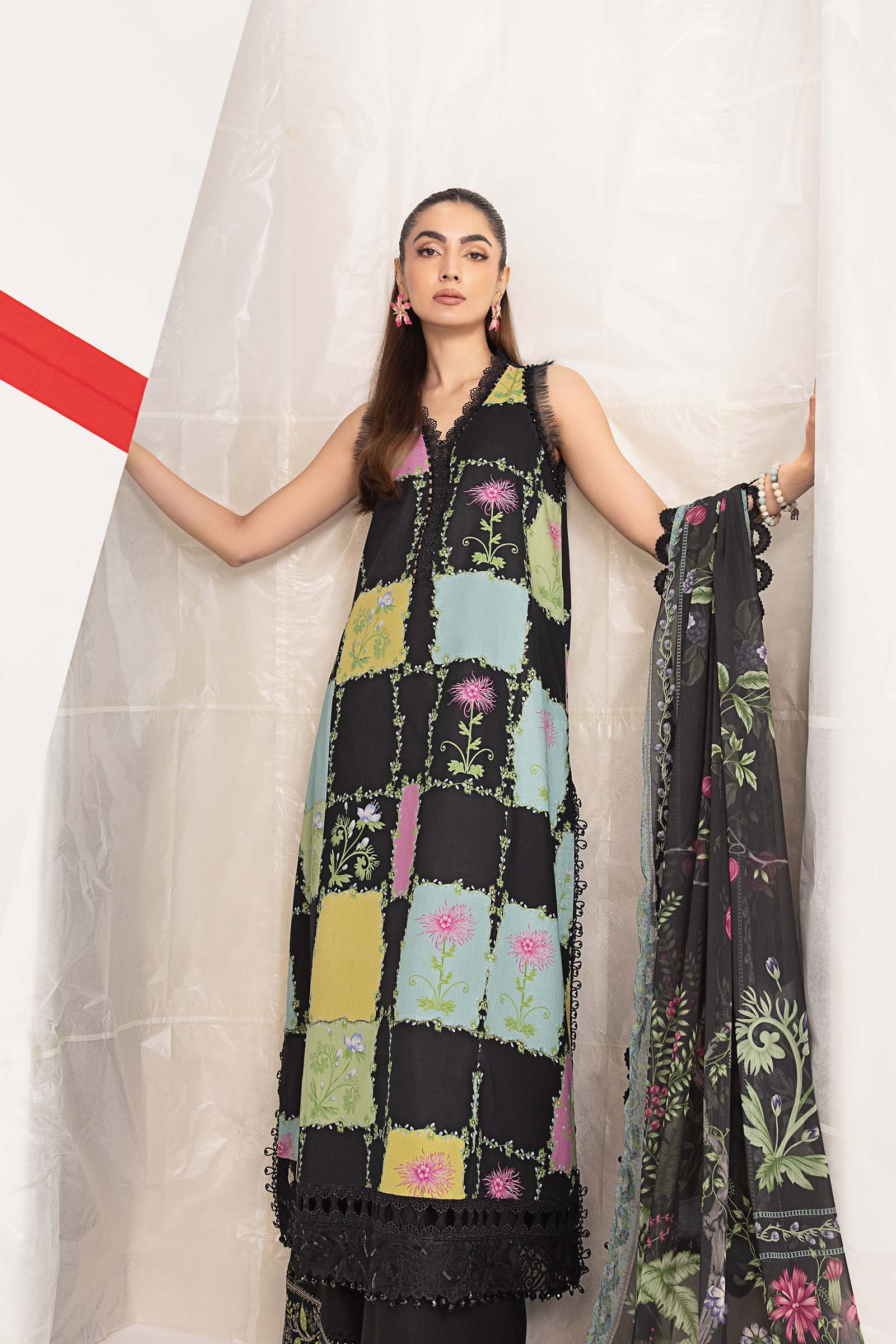 3 Pc Unstitched Embroidered Lawn Suit - Image 2