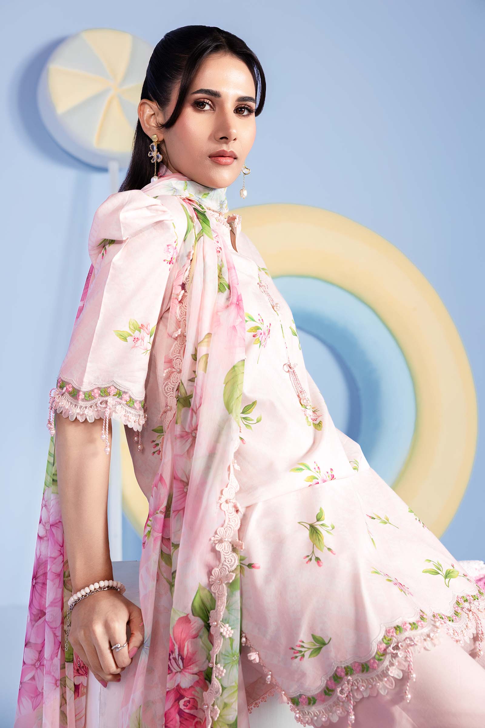 3 Pc Unstitched Embroidered Lawn Suit - Image 2