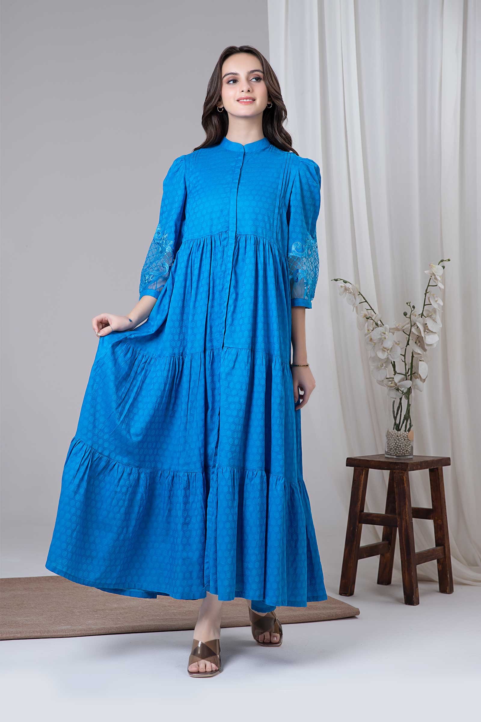 Dyed Dobby Lawn Dress - Image 2