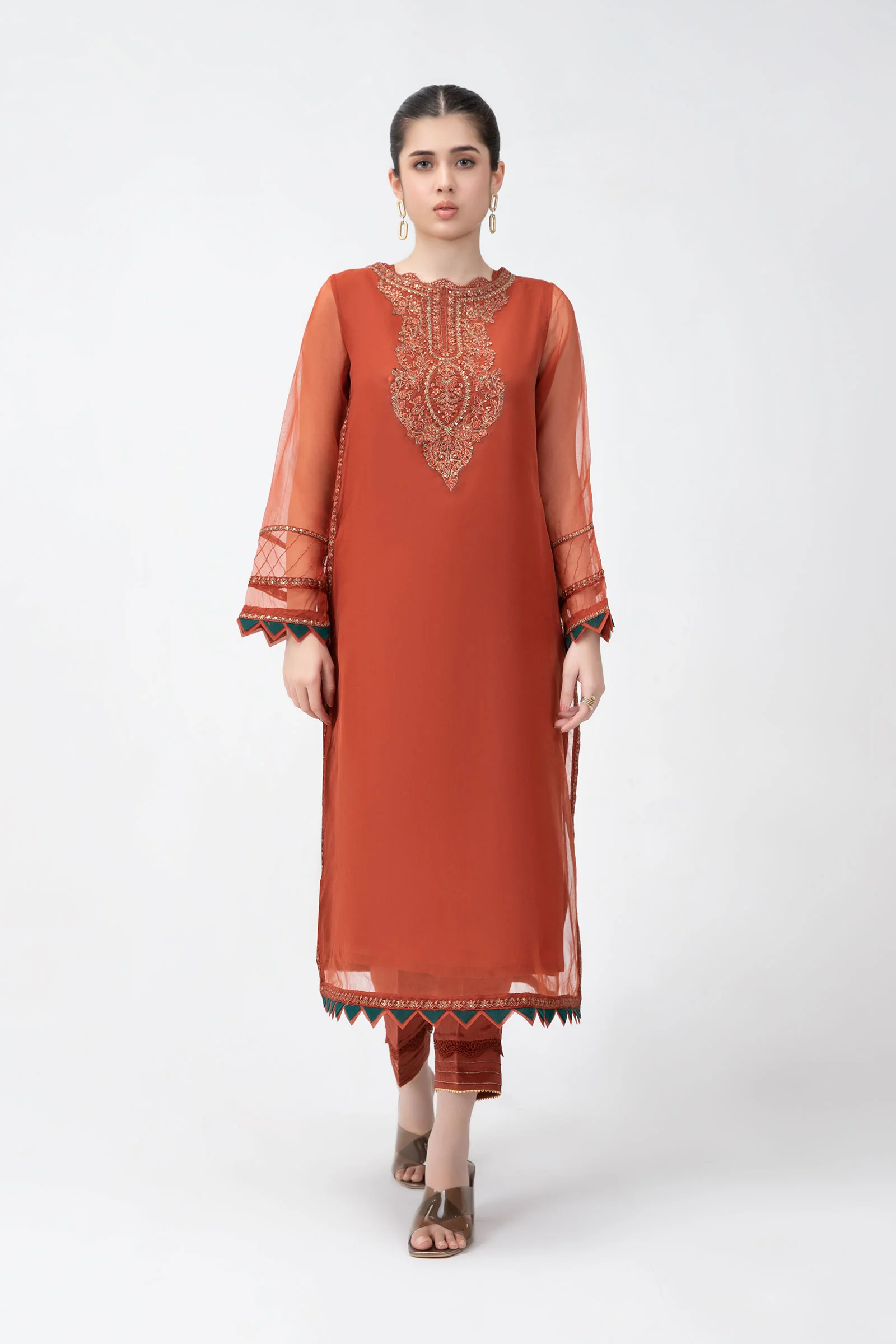 2 Pc Embroidered Raw Silk Suit | MB-F23-412