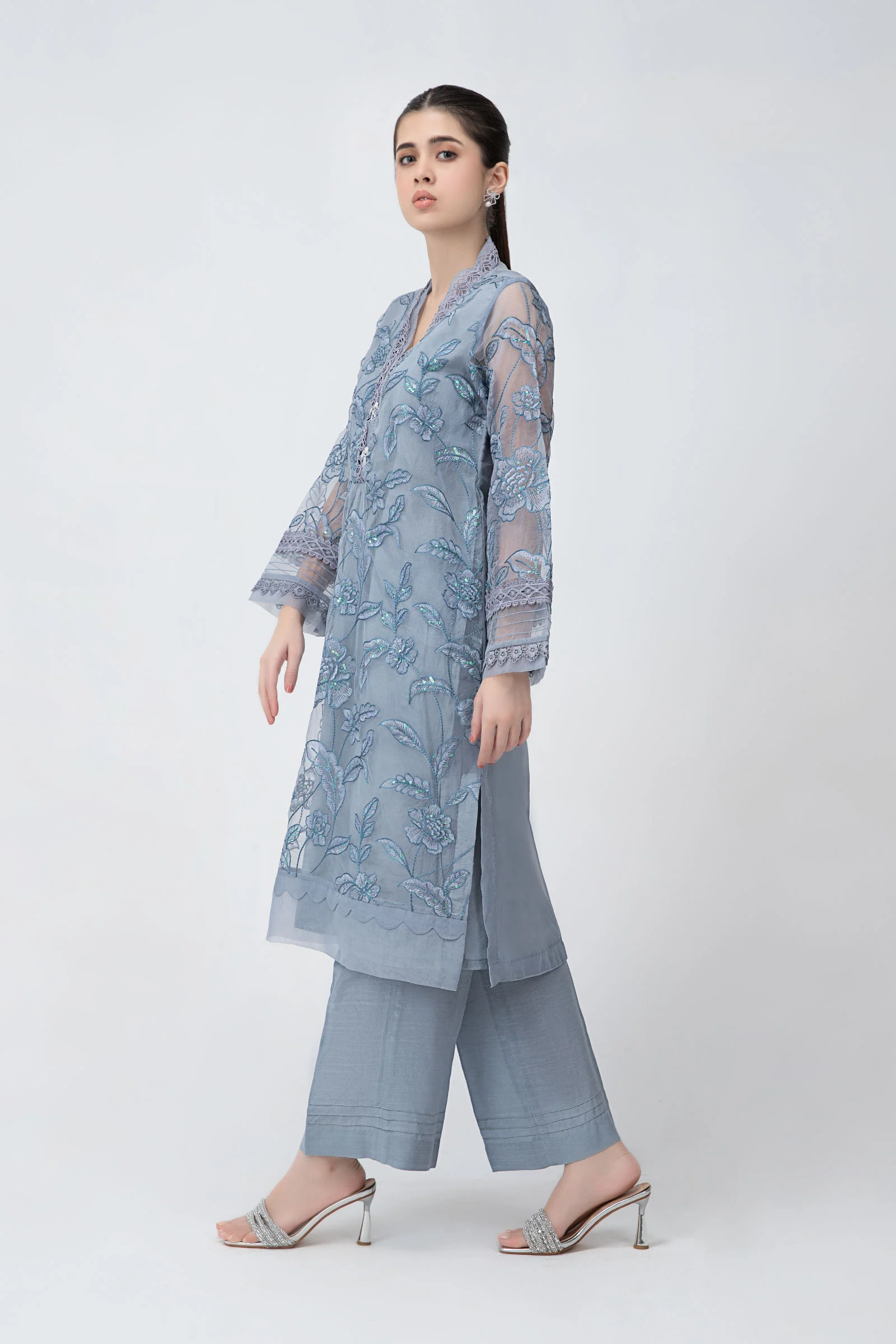 Embroidered Organza Shirt | MB-F23-413 - Image 3