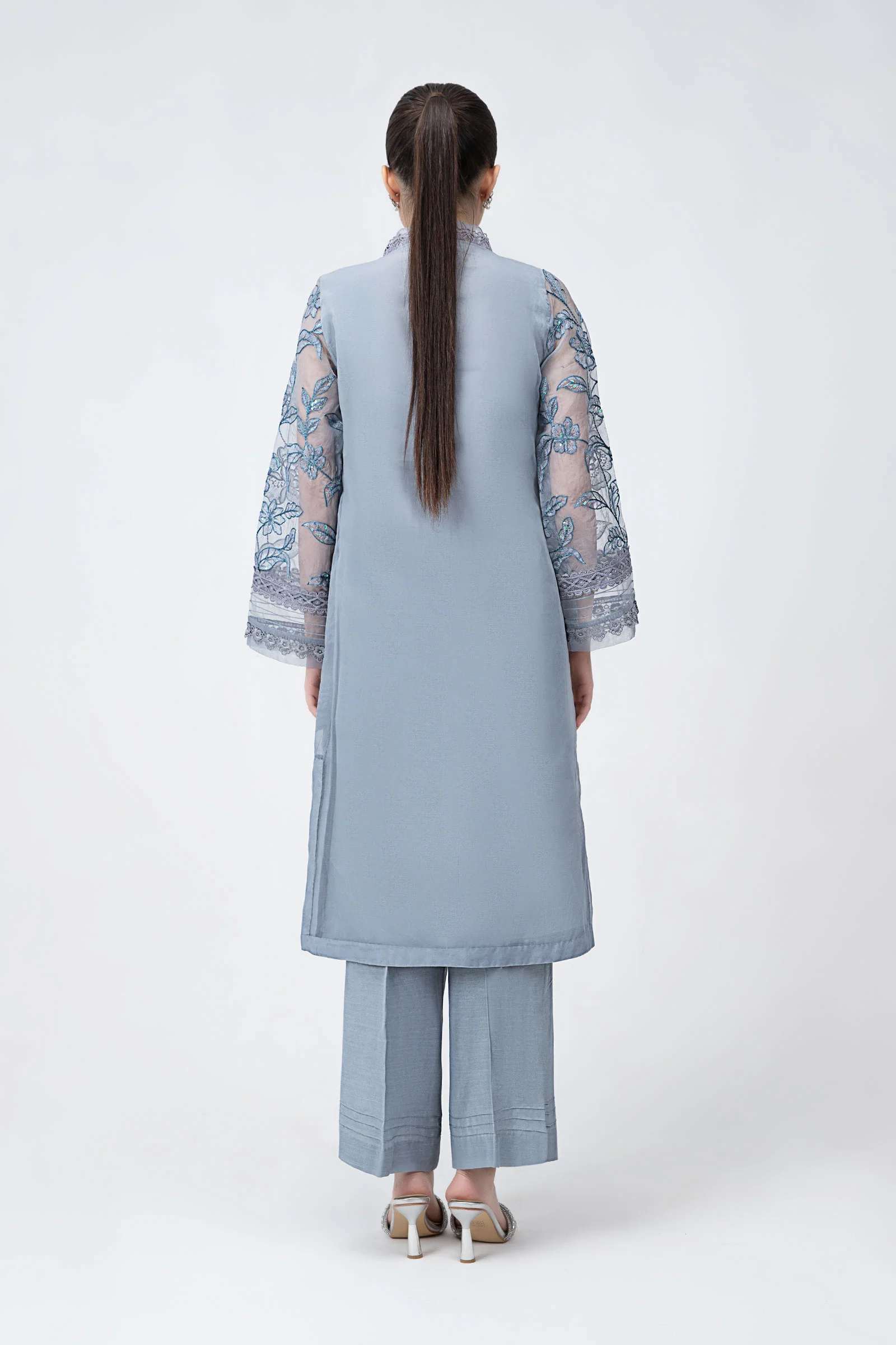 Embroidered Organza Shirt | MB-F23-413 - Image 4