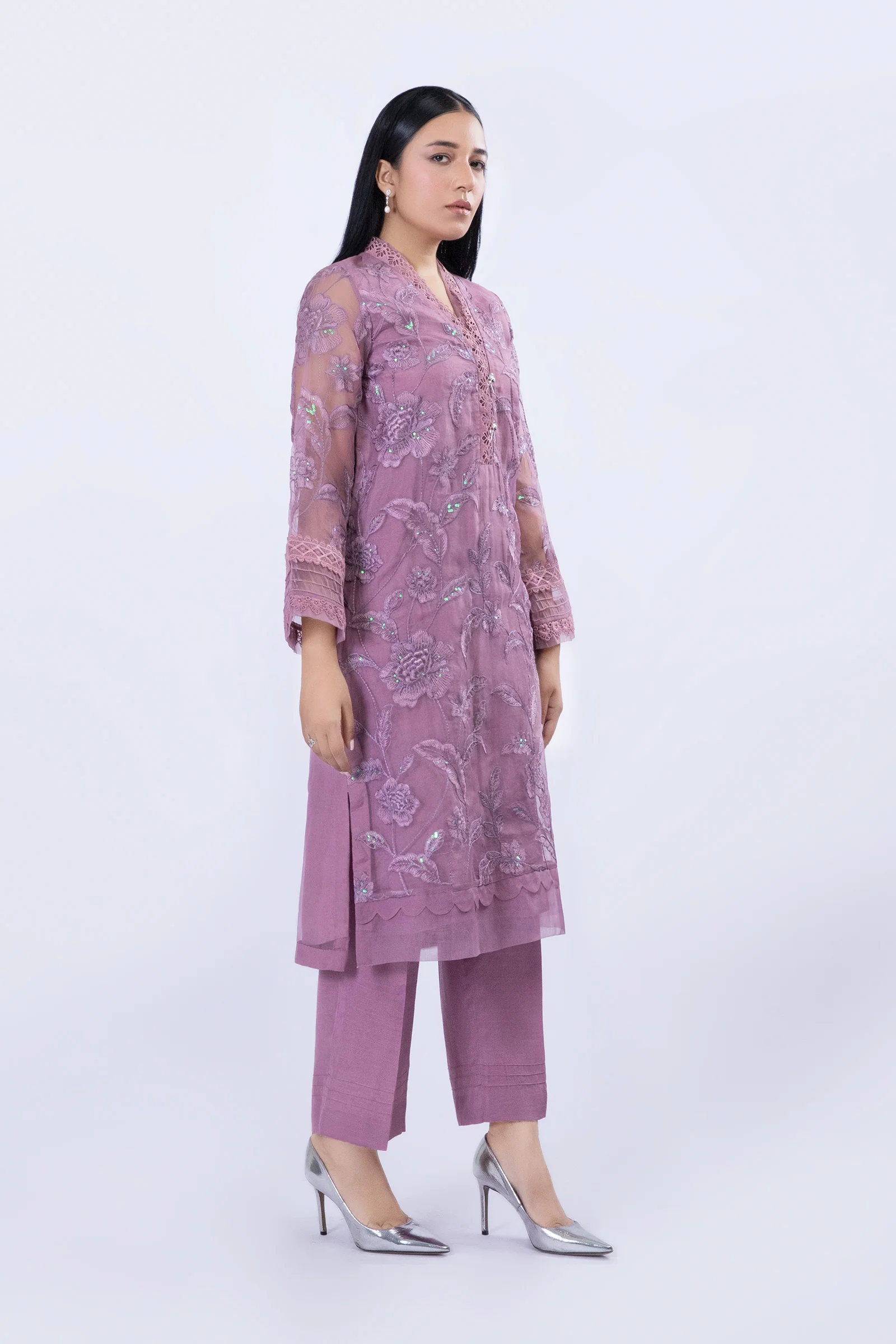 Embroidered Organza Shirt | MB-F23-413 - Image 3