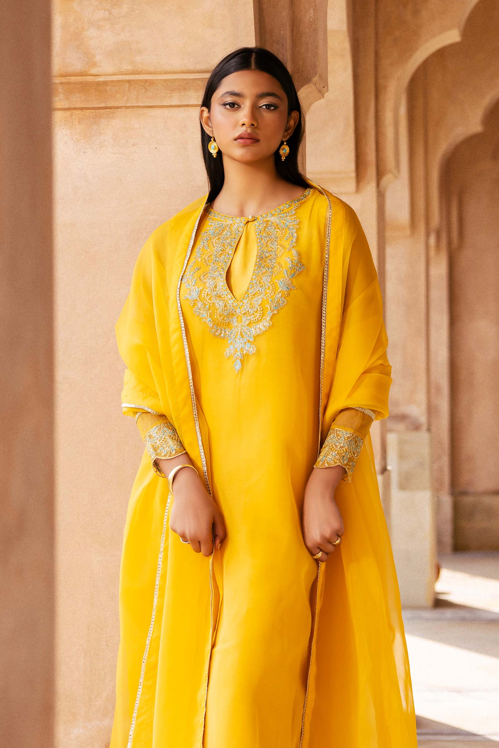 2 Pc Dyed Organza Suit - Image 3
