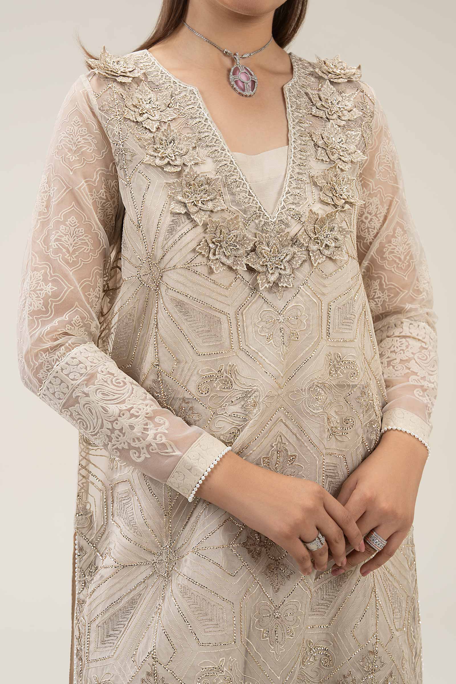 2 Pc Embroidered Organza Suit - Image 4