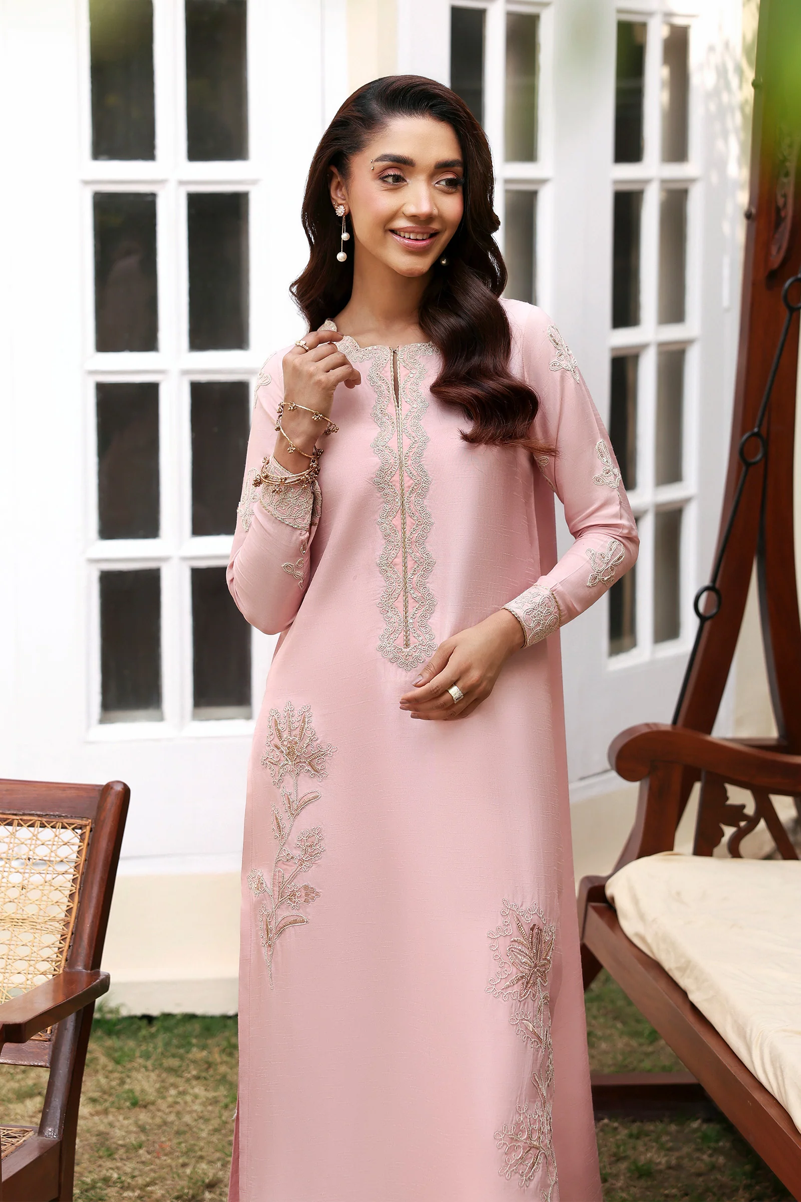 2 Pc Embroidered Raw Silk Suit - Image 2