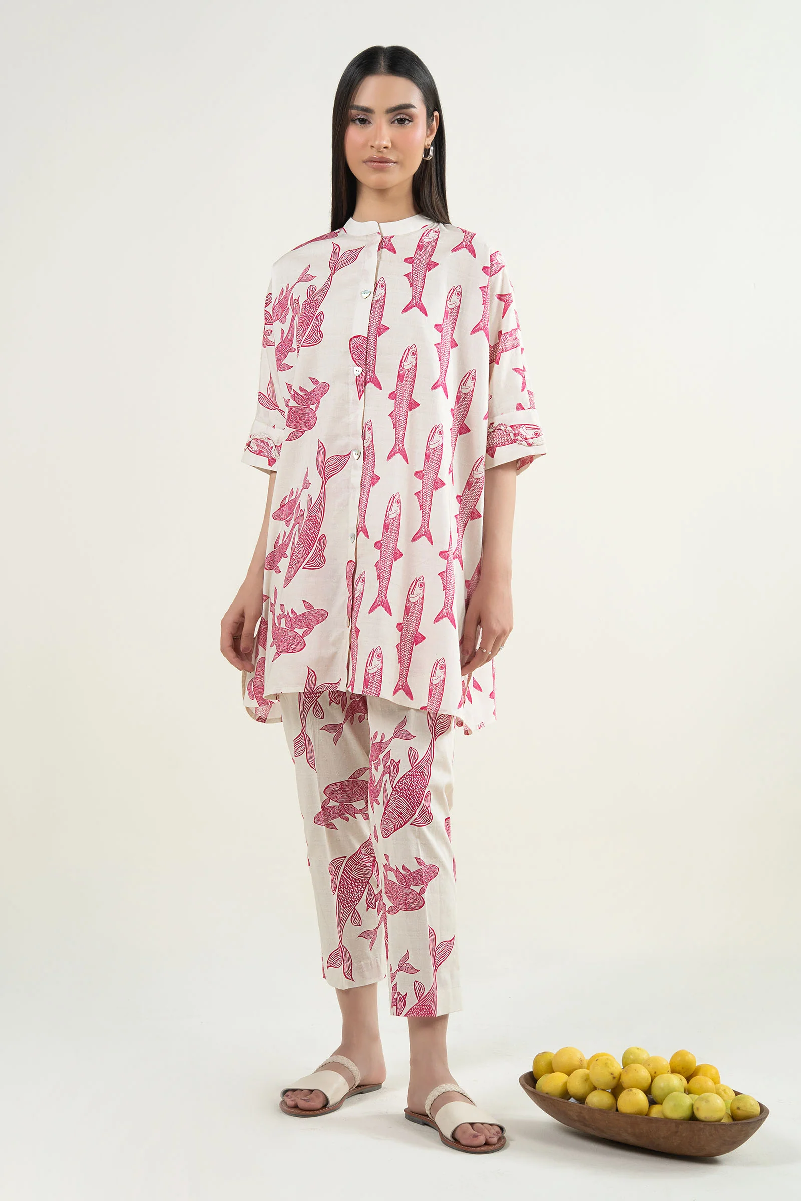 2 Pc Printed Dobby Suit
