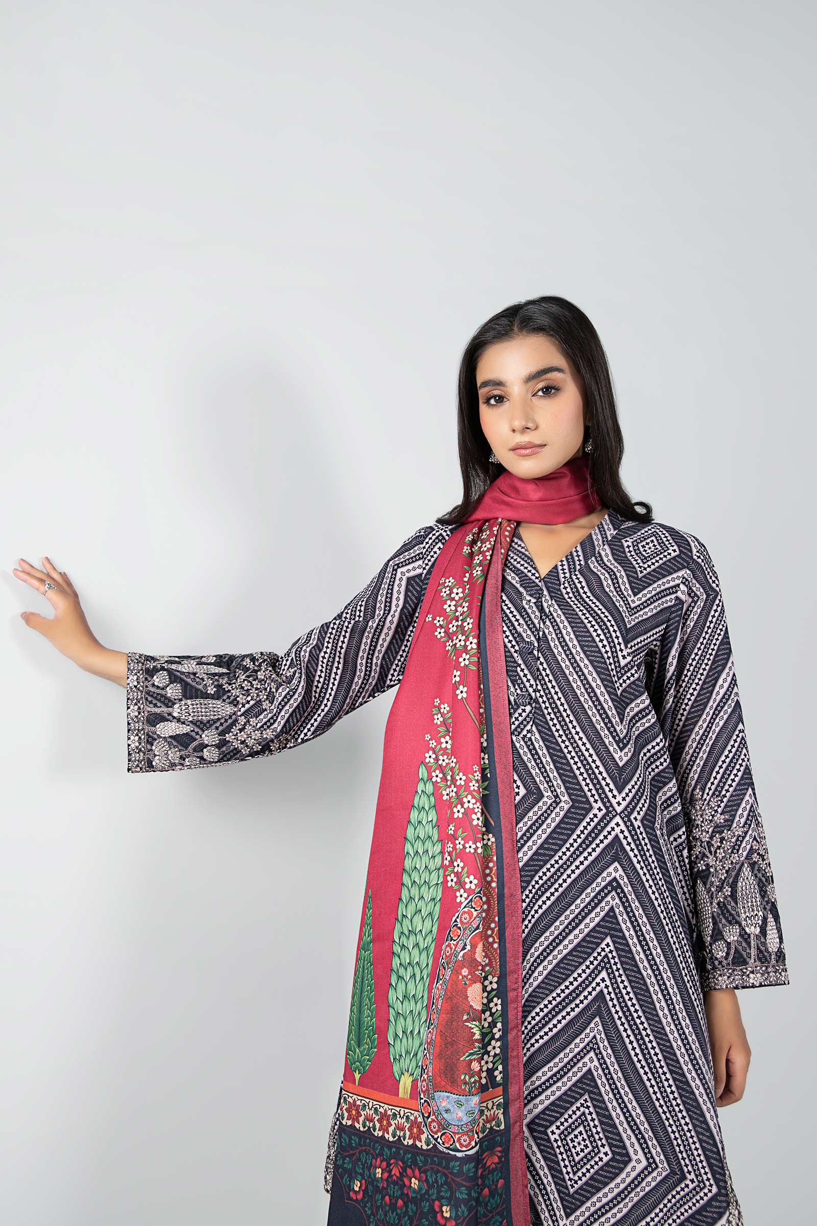 3 Piece - Khaddar Suit | MB-US23-208-A - Image 3