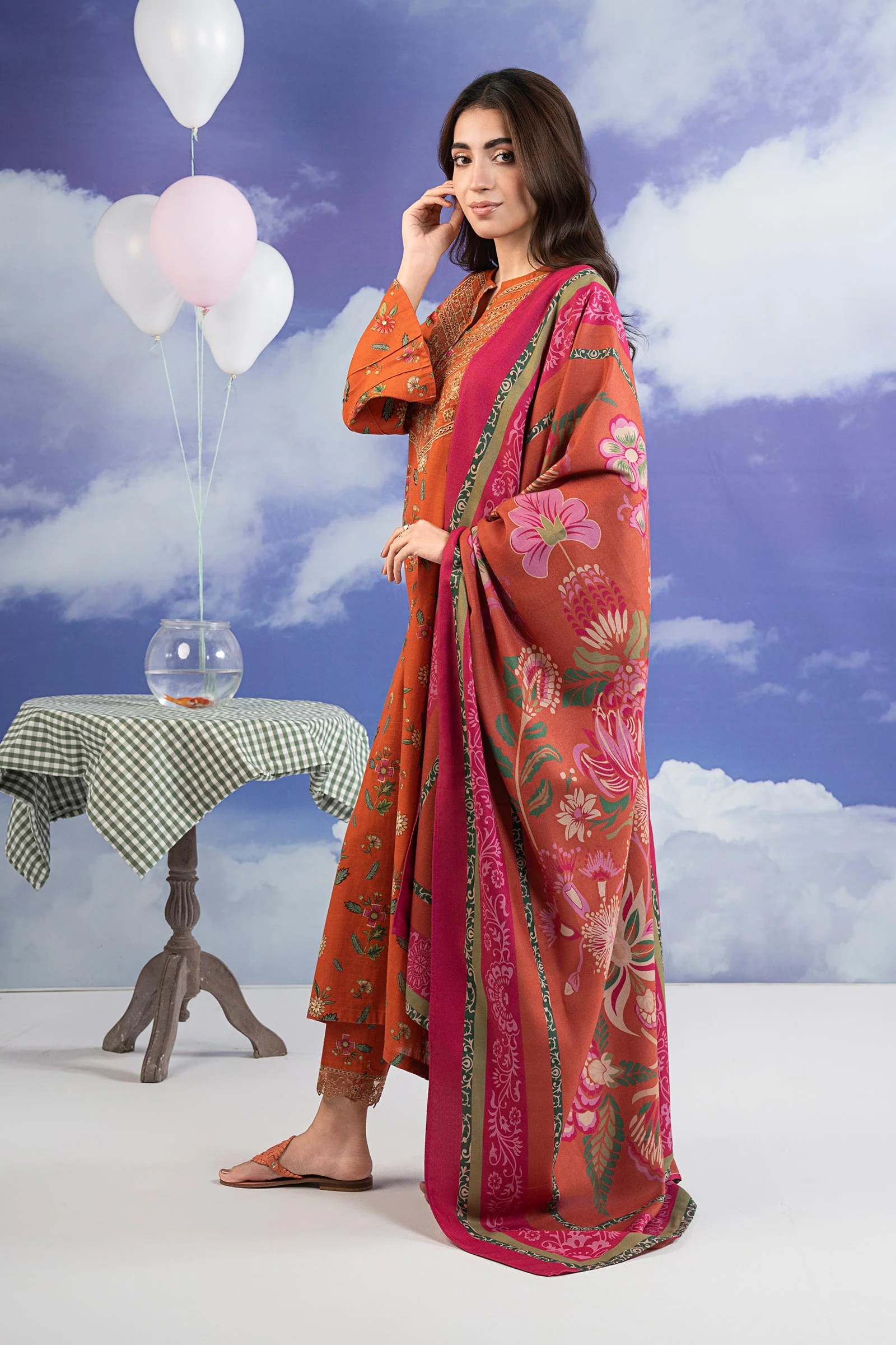 3 Pc Embroidered Khaddar Suit - Image 5