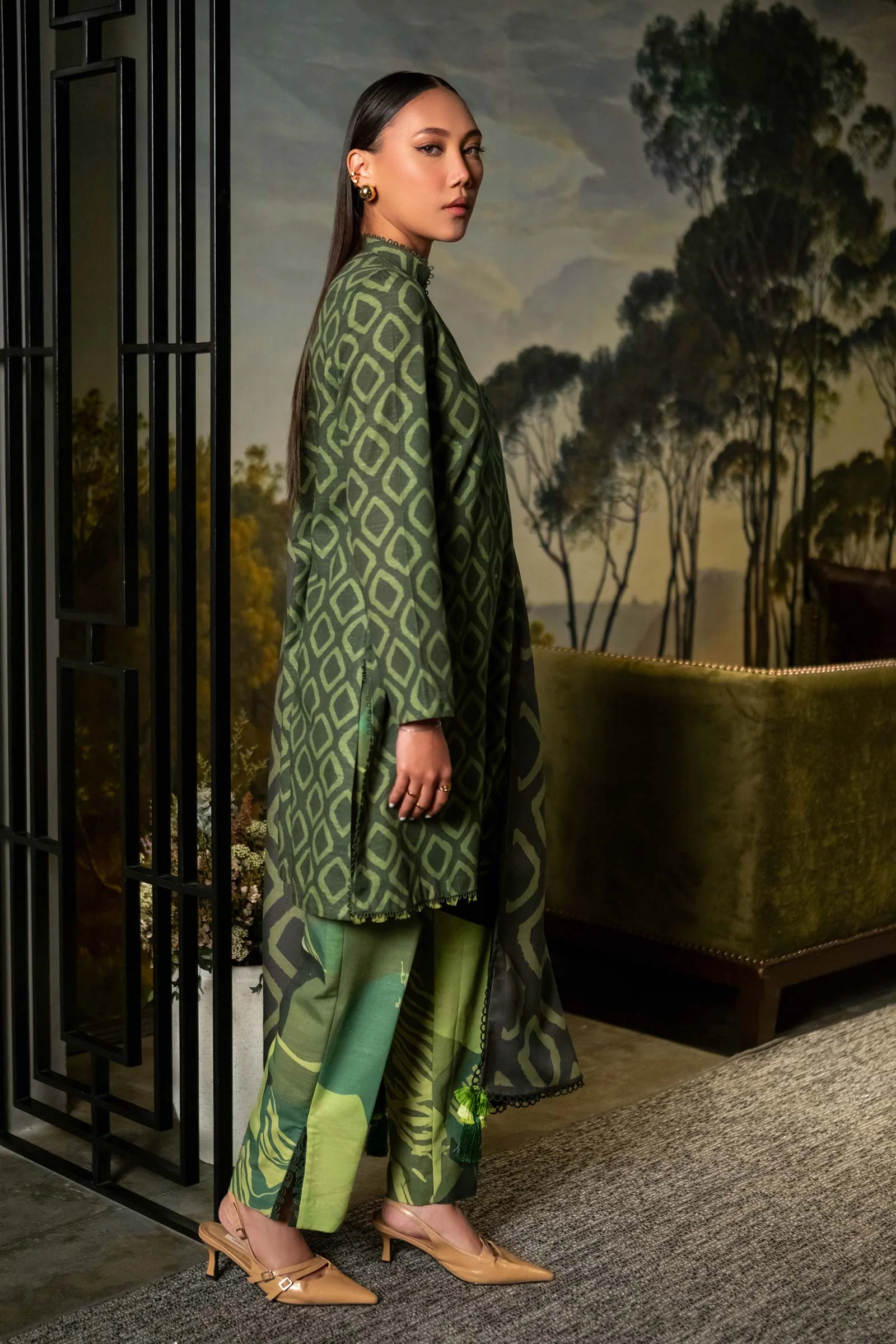 3 Pc Unstitched Printed Khaddar Suit | 506-A - Image 5