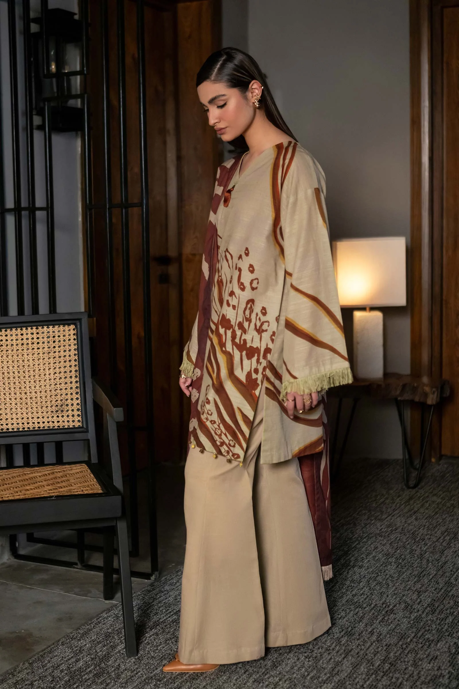 3 Pc Unstitched Printed Khaddar Suit | 510-A - Image 5