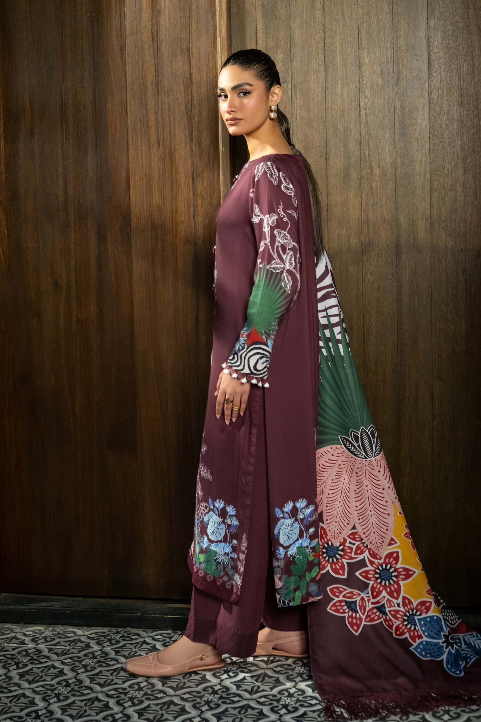 3 Pc Unstitched Printed Linen Suit | 512-A - Image 5