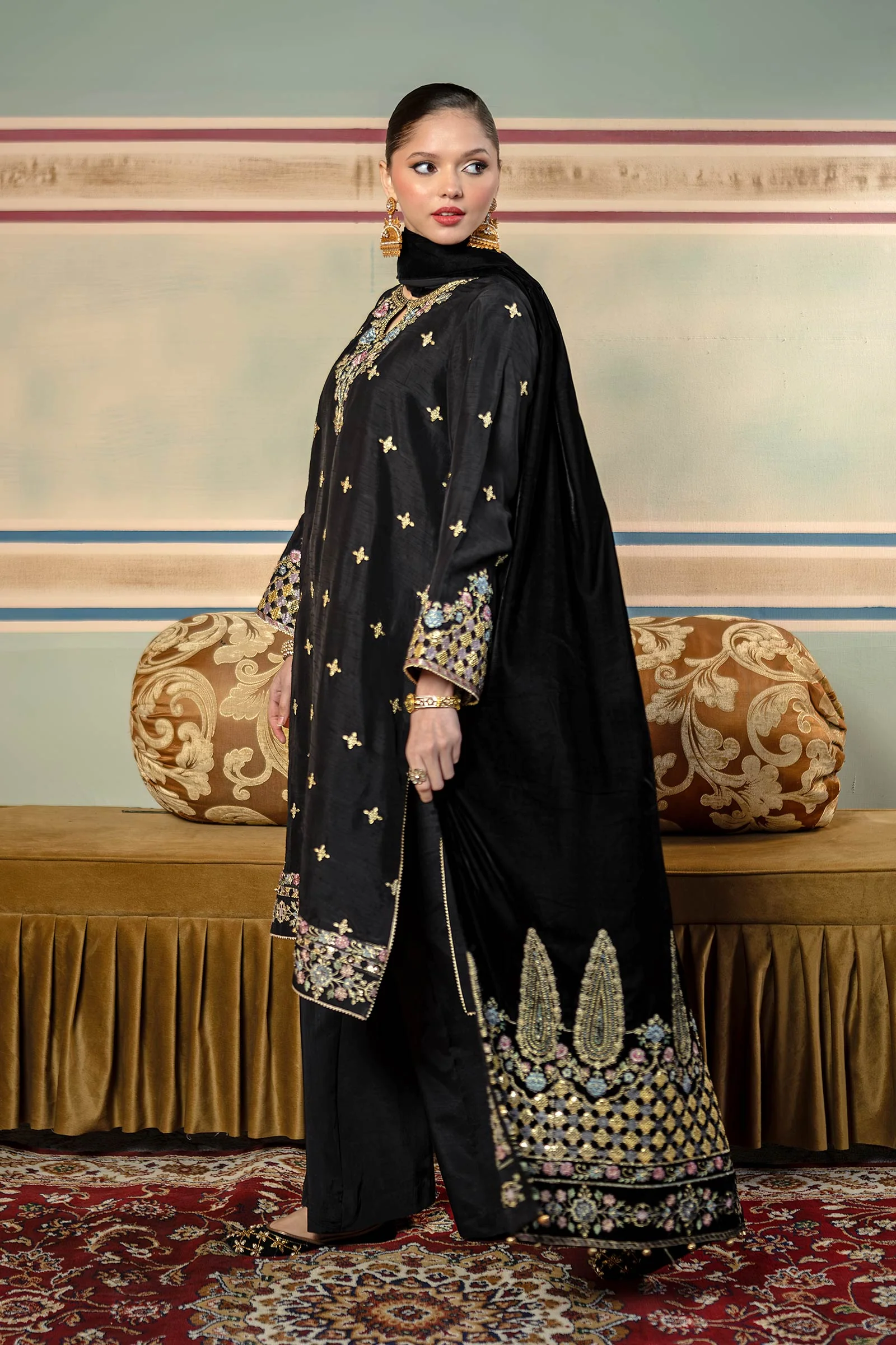 3 Pc Unstitched Dyed Raw Silk Suit | MB-USW24-601 - Image 4