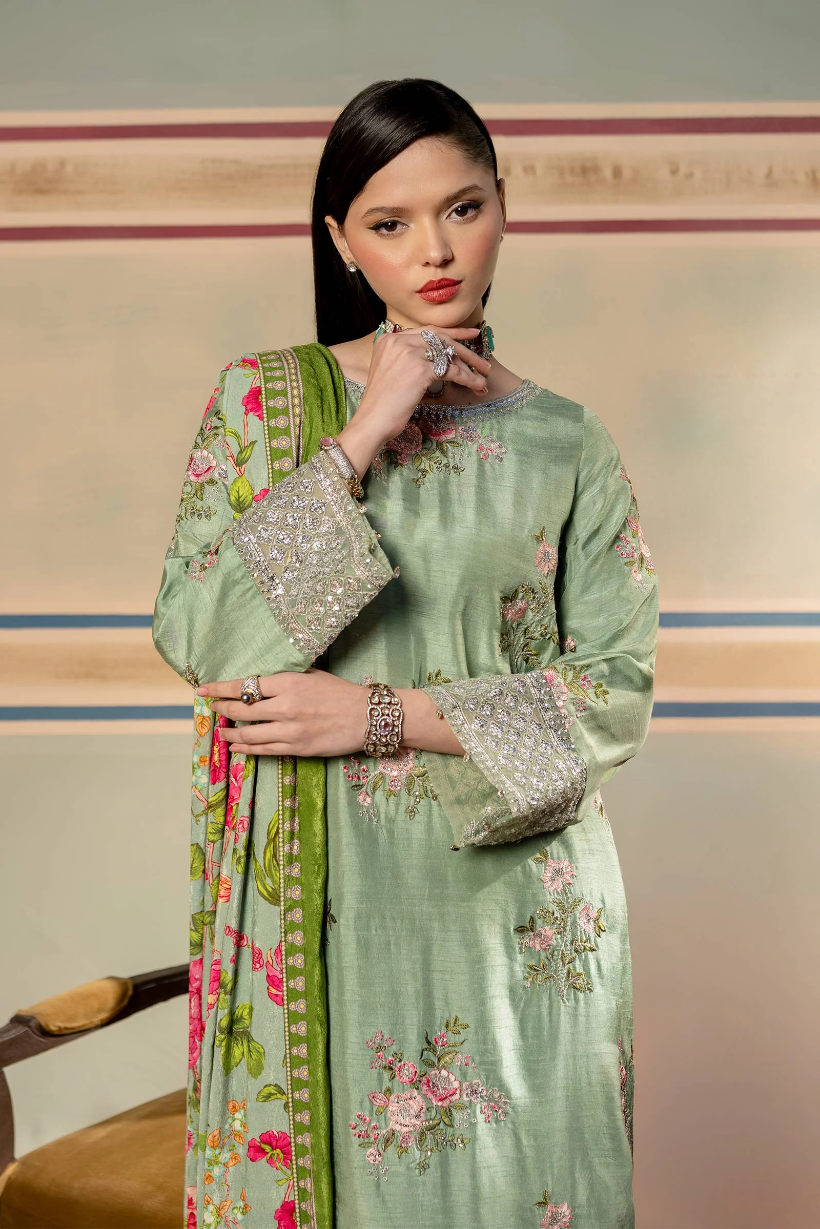 3 Pc Unstitched Dyed  Raw Silk Suit | MB-USW24-603 - Image 2