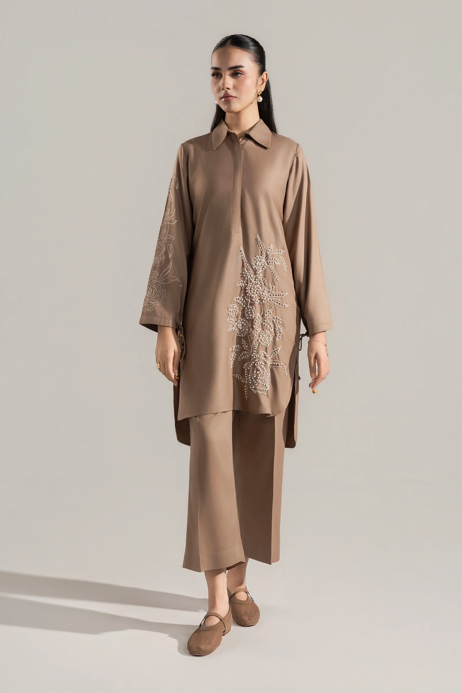 2 Pc Embroidered Twill Suit