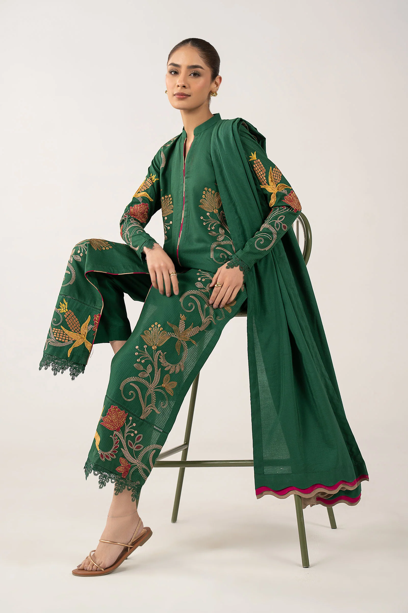 3 Pc Embroidered Dobby Suit - Image 3