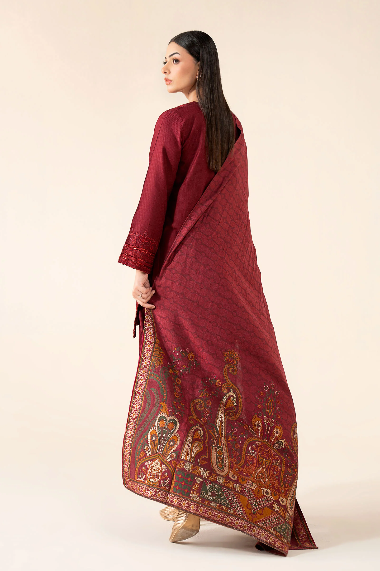 3 Pc Embroidered Dobby Cotton Suit - Image 7