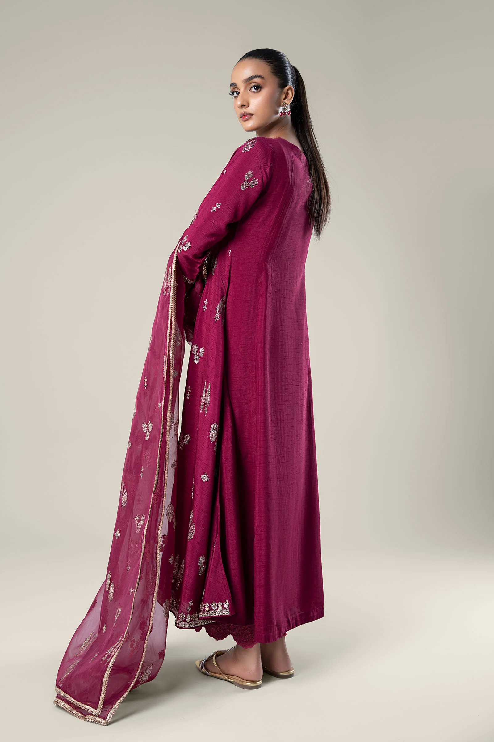 2 Pc Embroidered Raw Silk Suit - Image 5