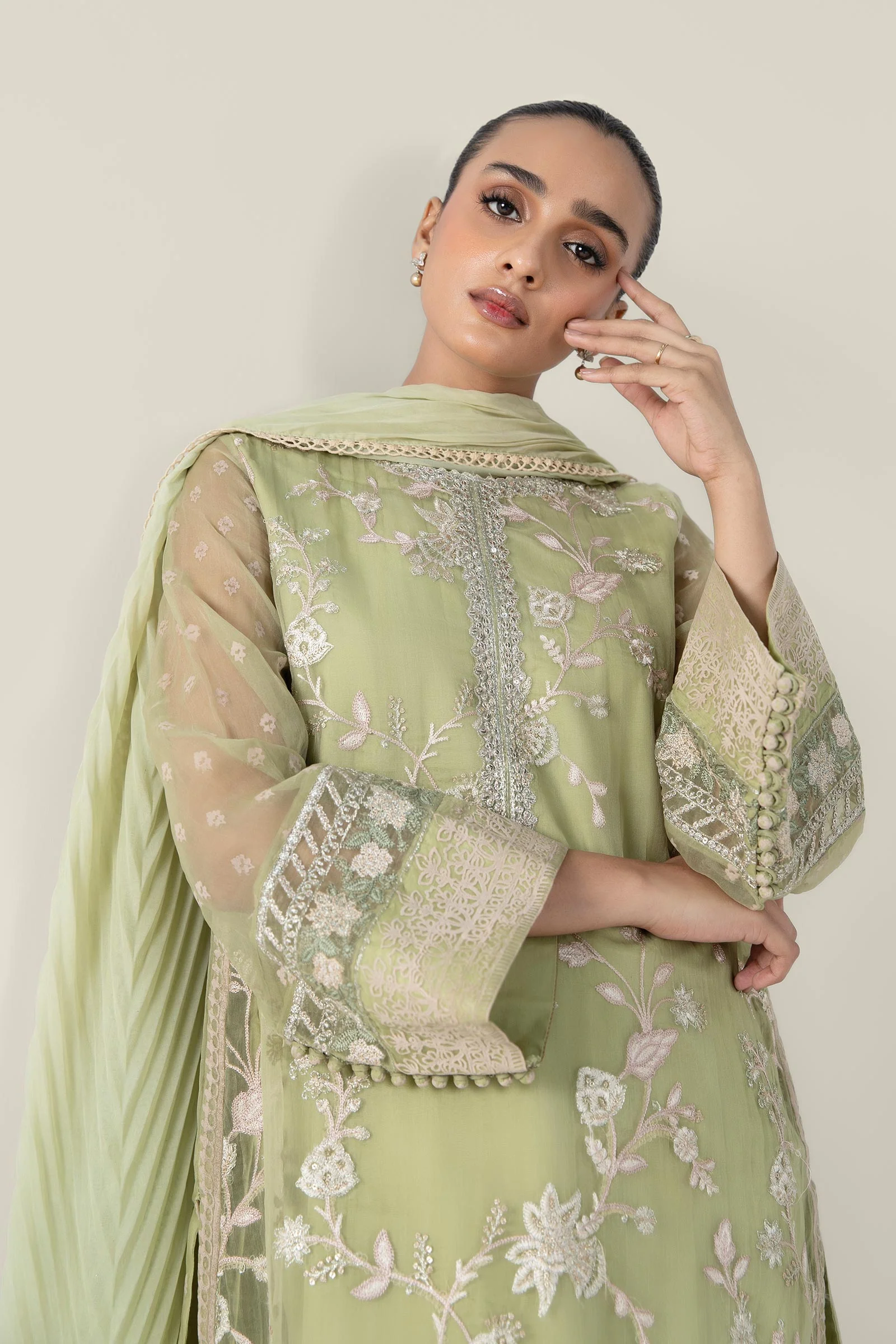 2 Pc Embroidered Organza Suit - Image 2