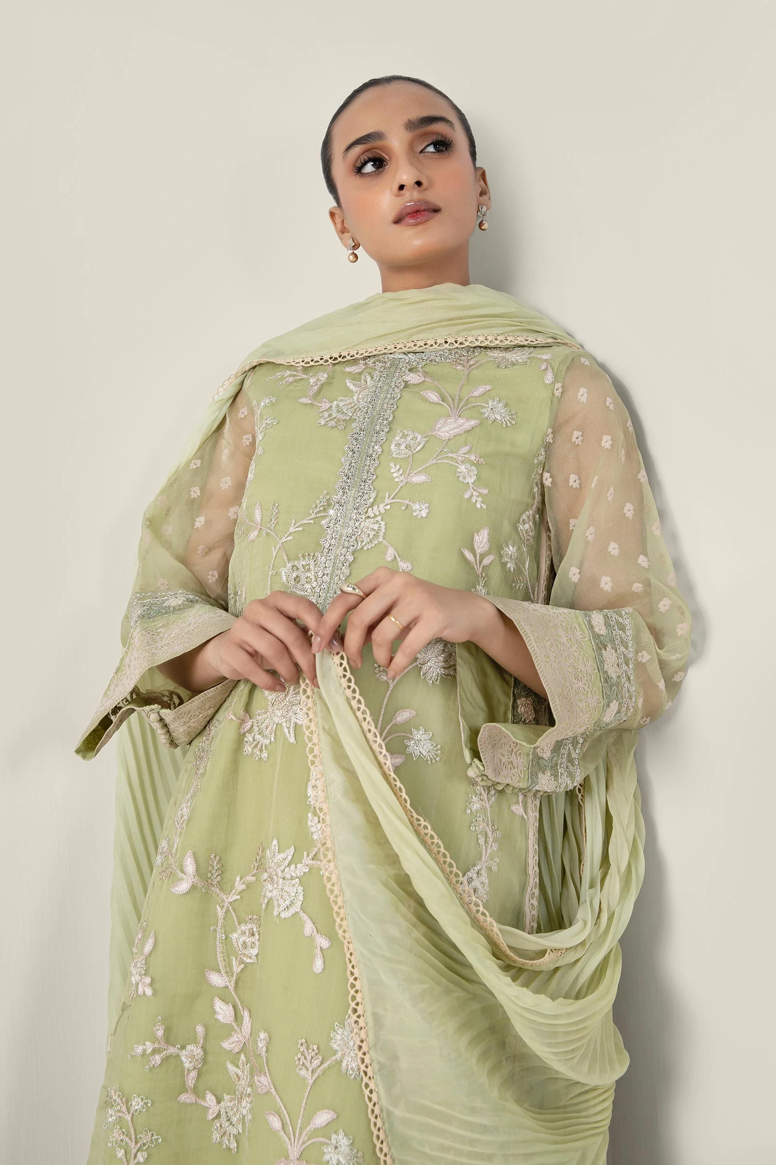 2 Pc Embroidered Organza Suit - Image 4