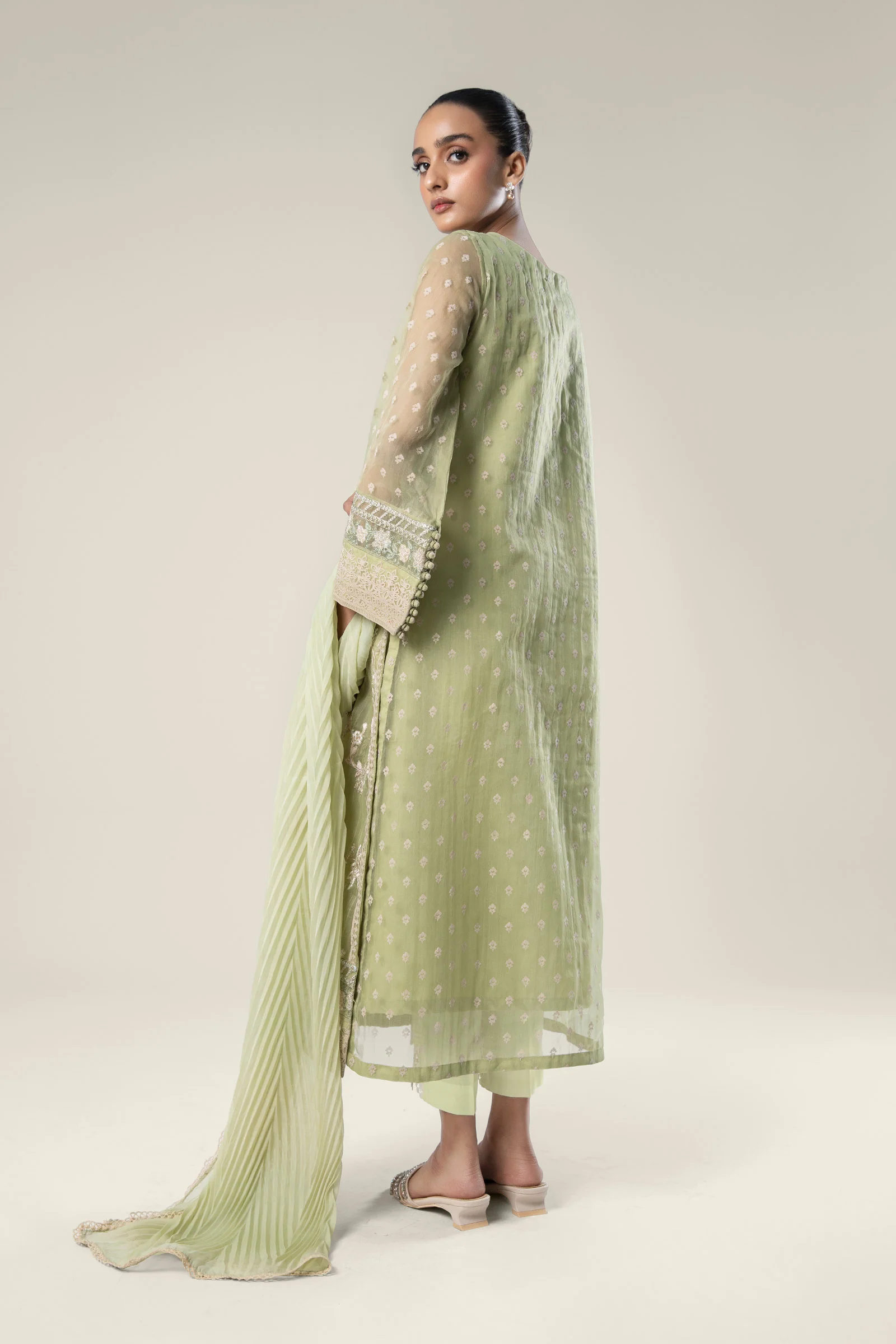 2 Pc Embroidered Organza Suit - Image 5