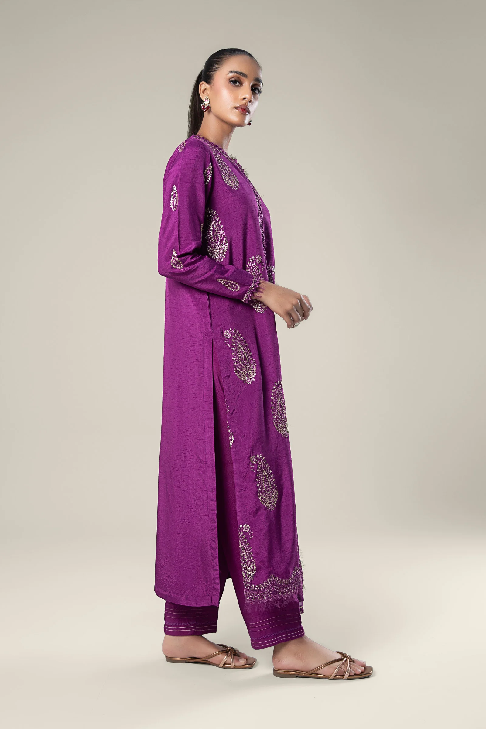 2 Pc Embroidered Raw Silk Suit - Image 4