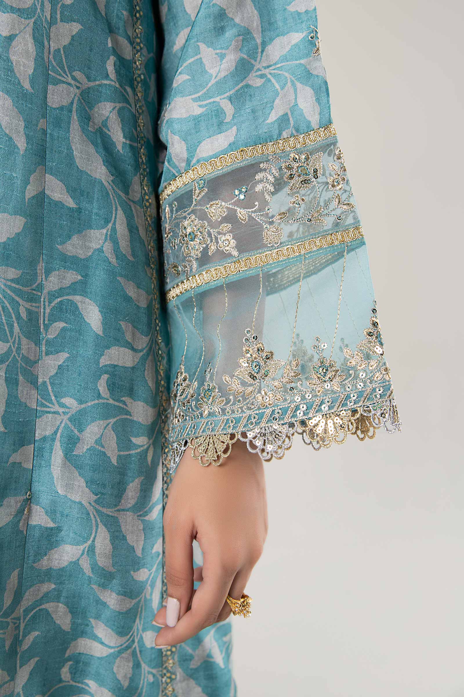 2 Pc Pinted Raw Silk Suit - Image 5