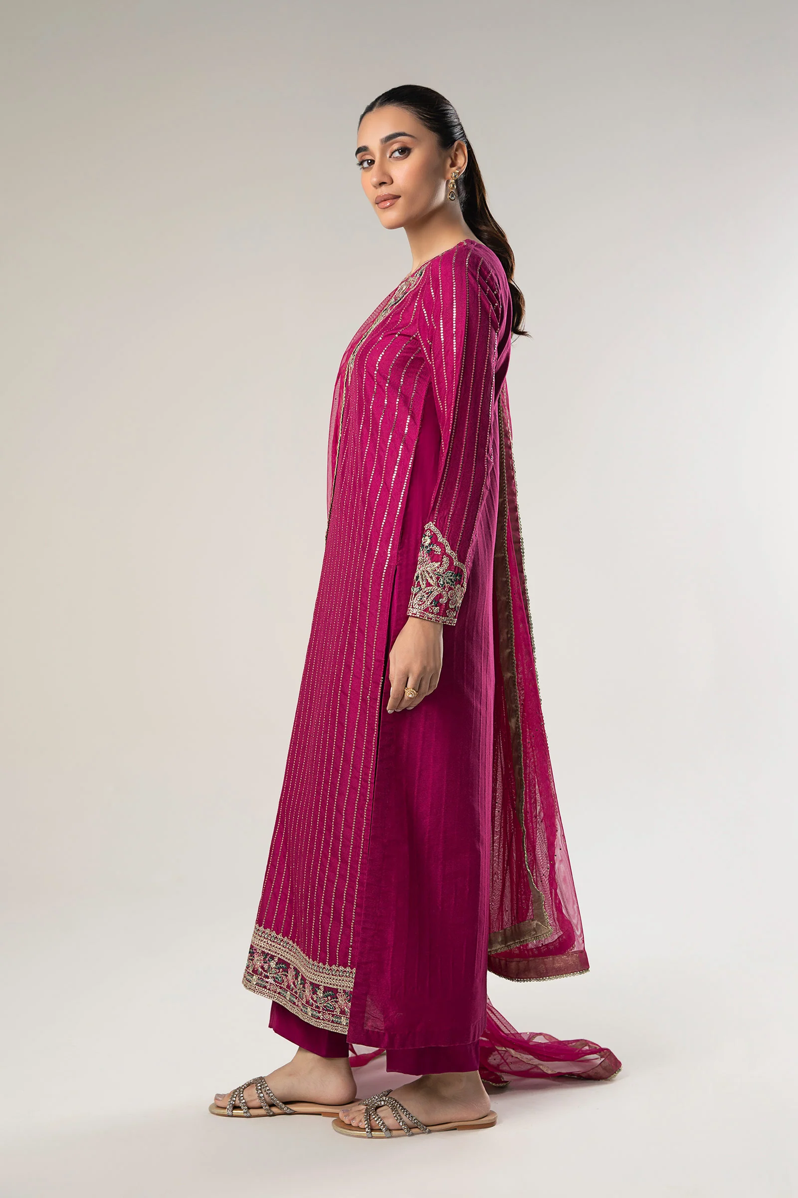 2 Pc Embroidered Khaddi Silk Suit - Image 5