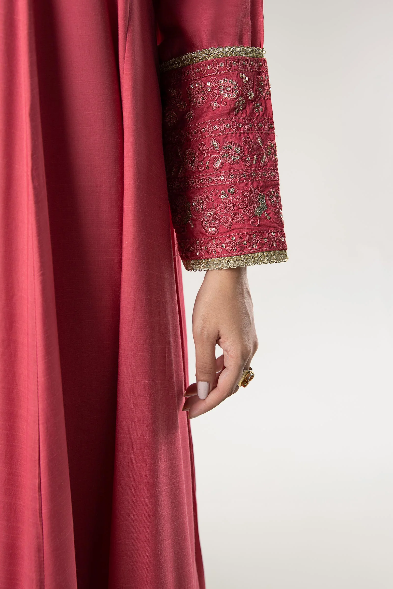 2 Pc Embroidered Raw Silk Suit - Image 5