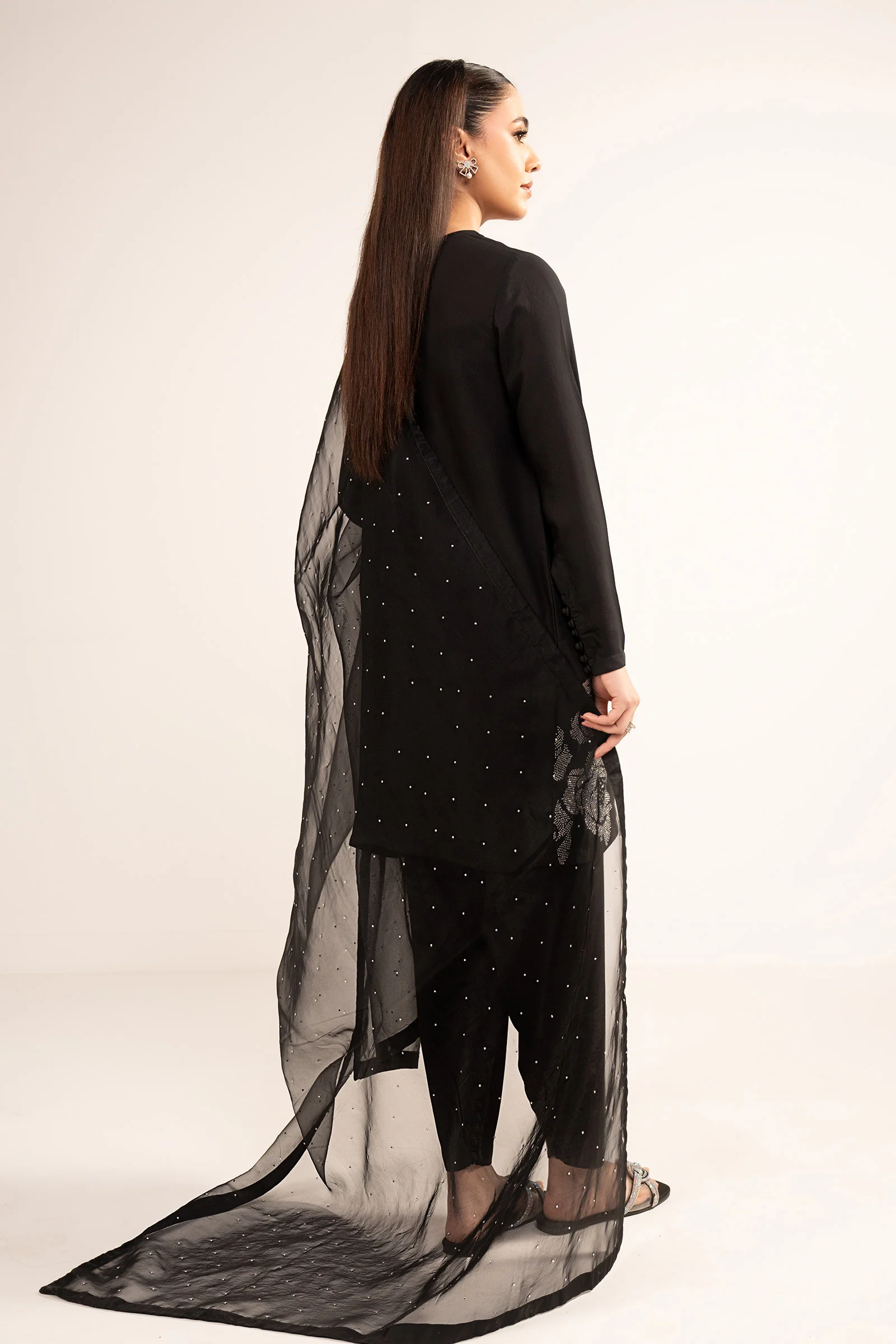 3 Pc Embellished Raw Silk Suit - Image 7
