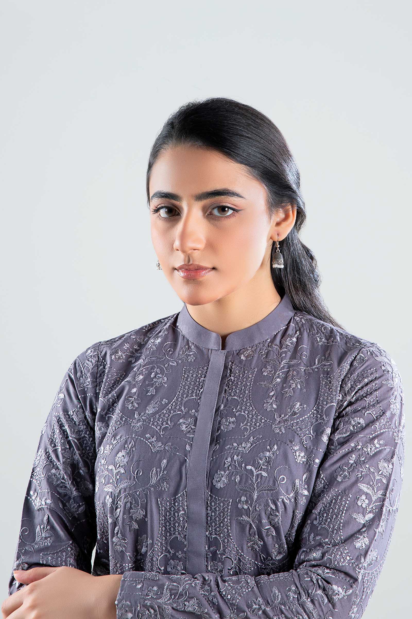 2 Pc Embroidered Cambric Suit - Image 3