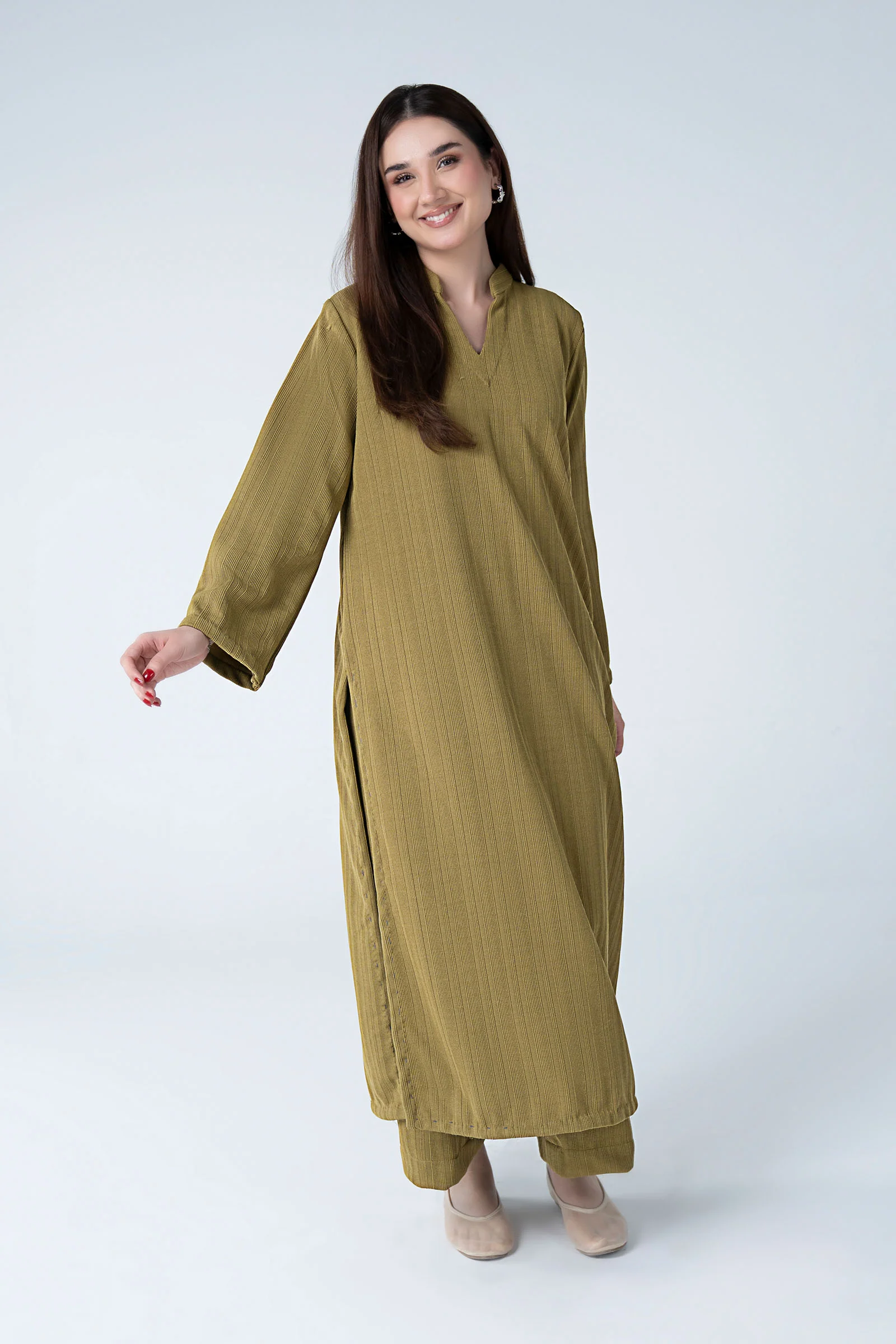 2 Pc Dyed Striped Knitted Suit - Image 3
