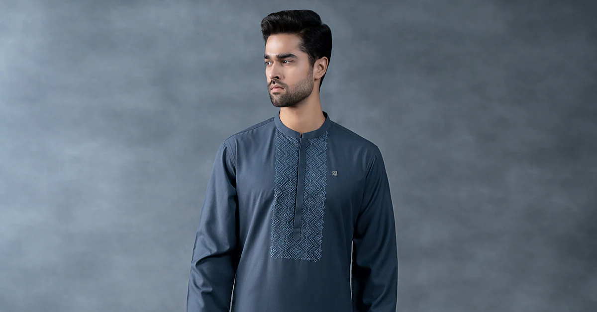 Embroidered Blended Kurta - Image 5