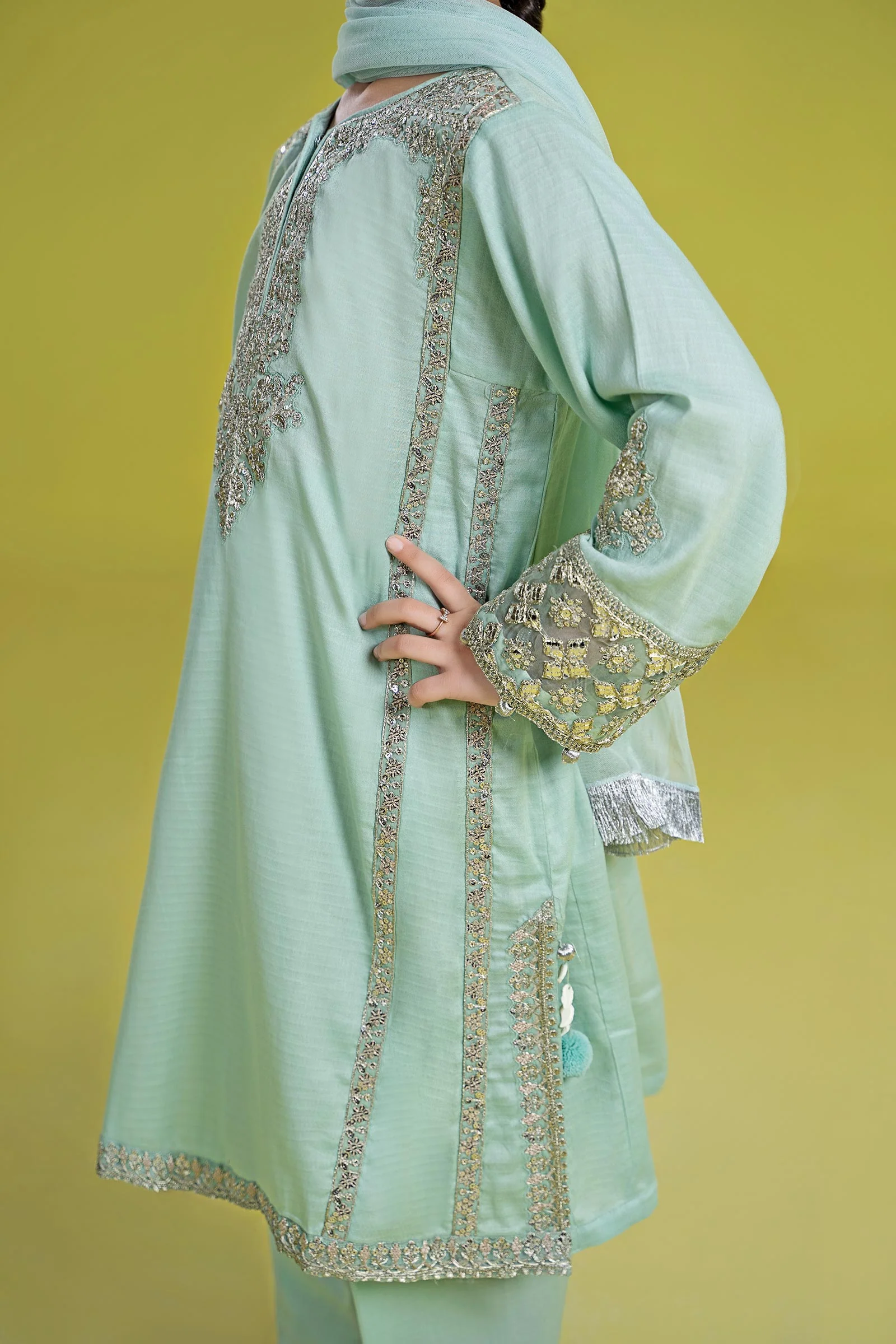 3 Piece Embroidered Dobby Suit - Image 6