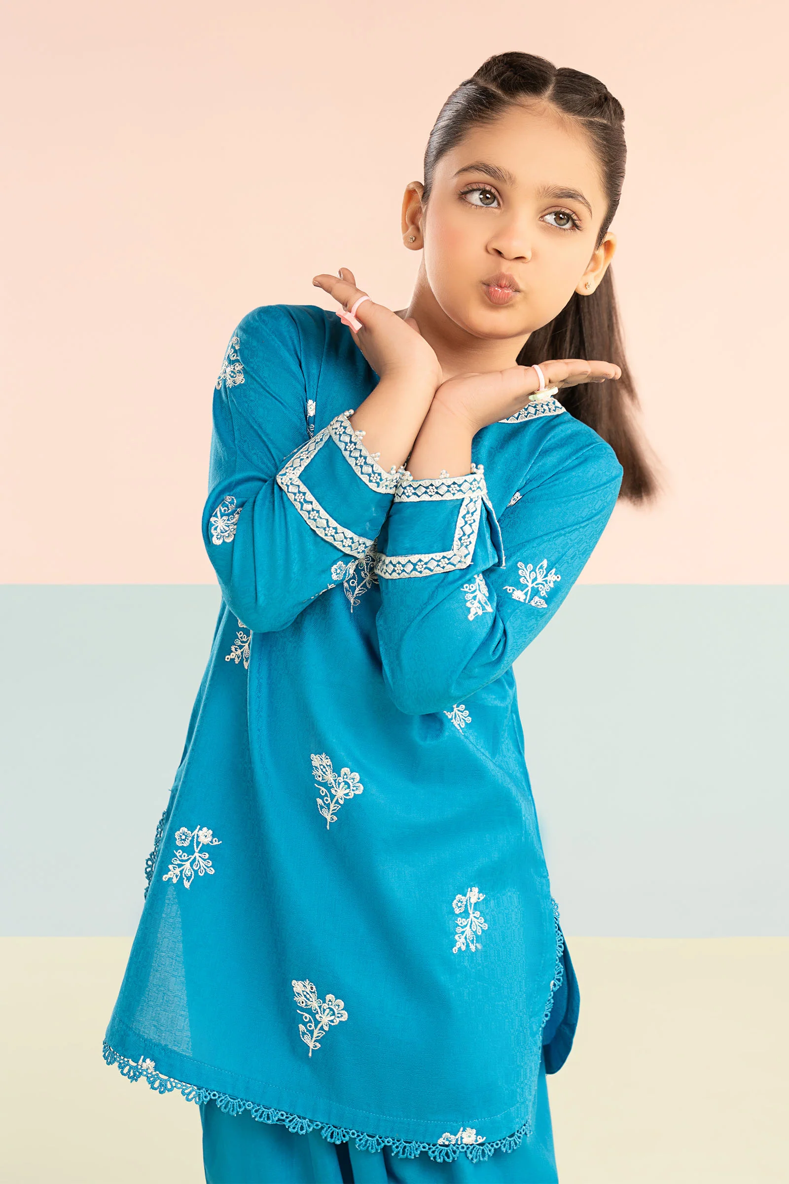 2 Piece Embroidered Dobby Lawn Suit