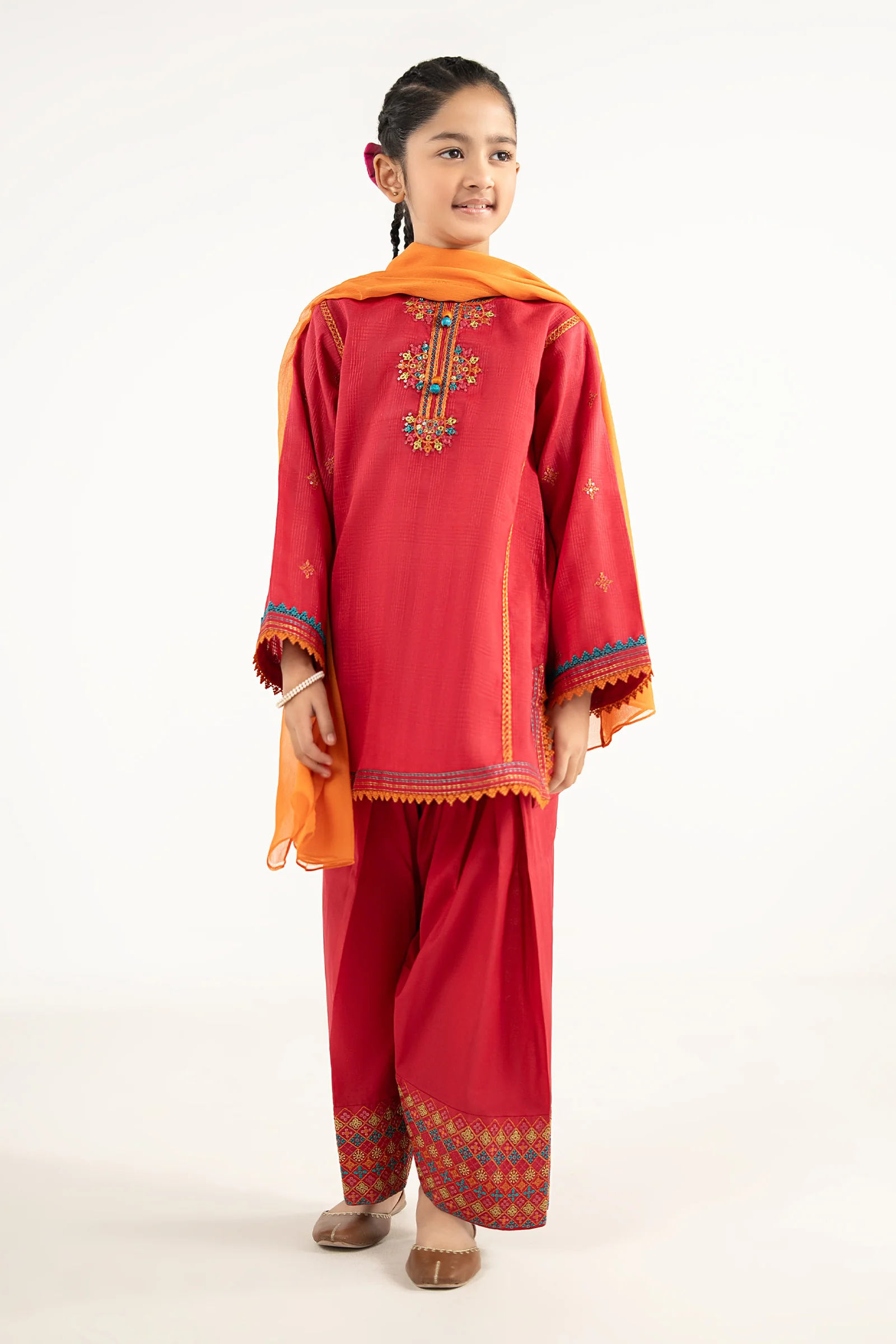 3 Piece Embroidered Cotton Suit - Image 2