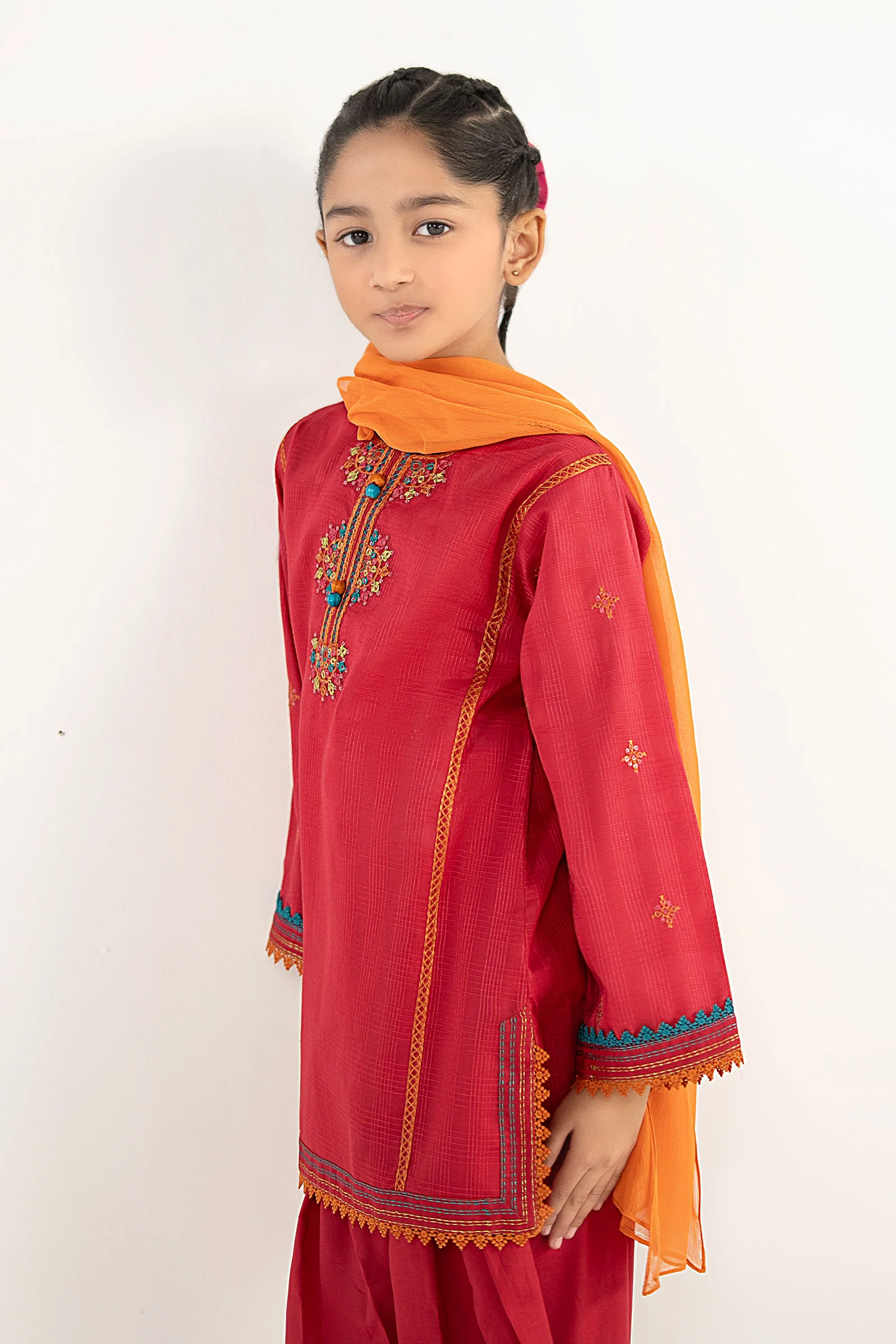 3 Piece Embroidered Cotton Suit - Image 3