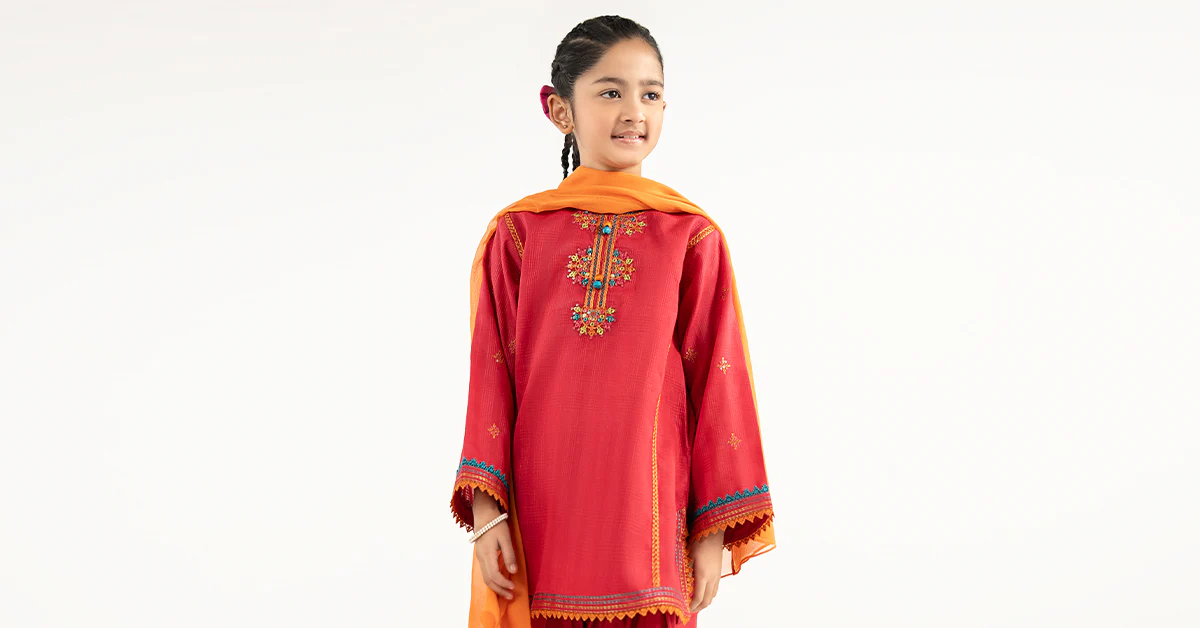 3 Piece Embroidered Cotton Suit - Image 8