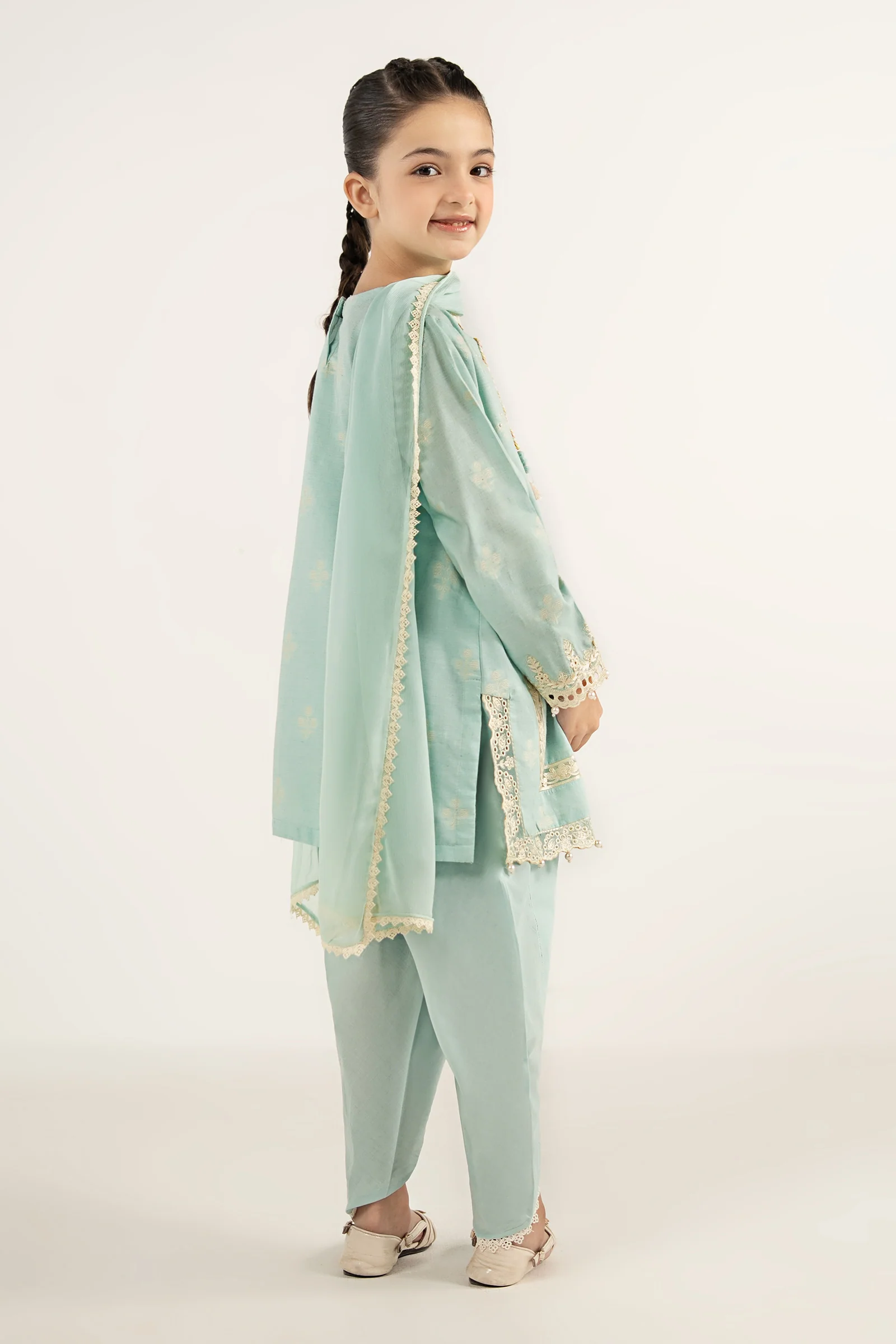 3 Piece Embroidered Jacquard Suit - Image 7