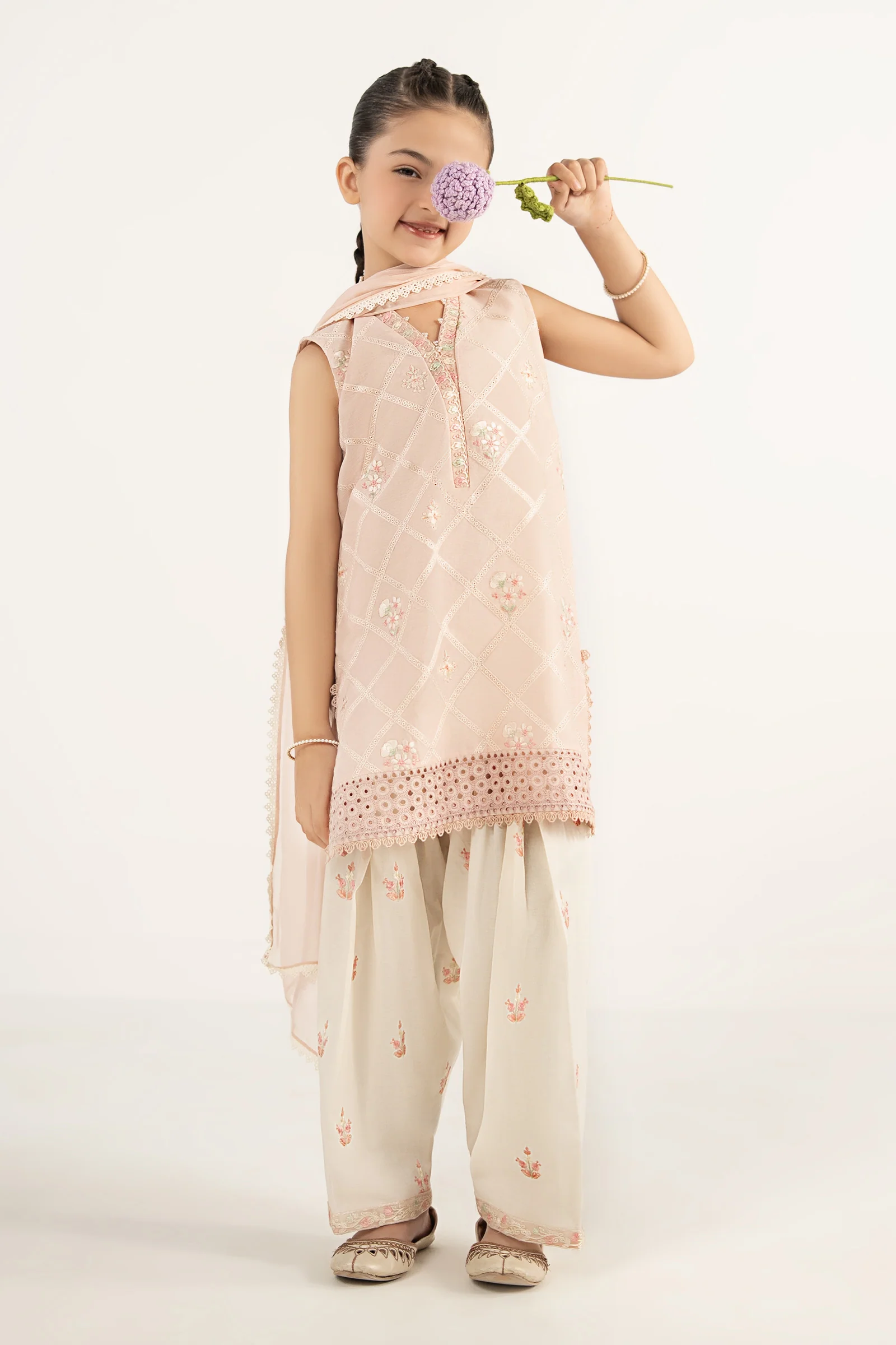3 Piece Embroidered Dobby Lawn Suit
