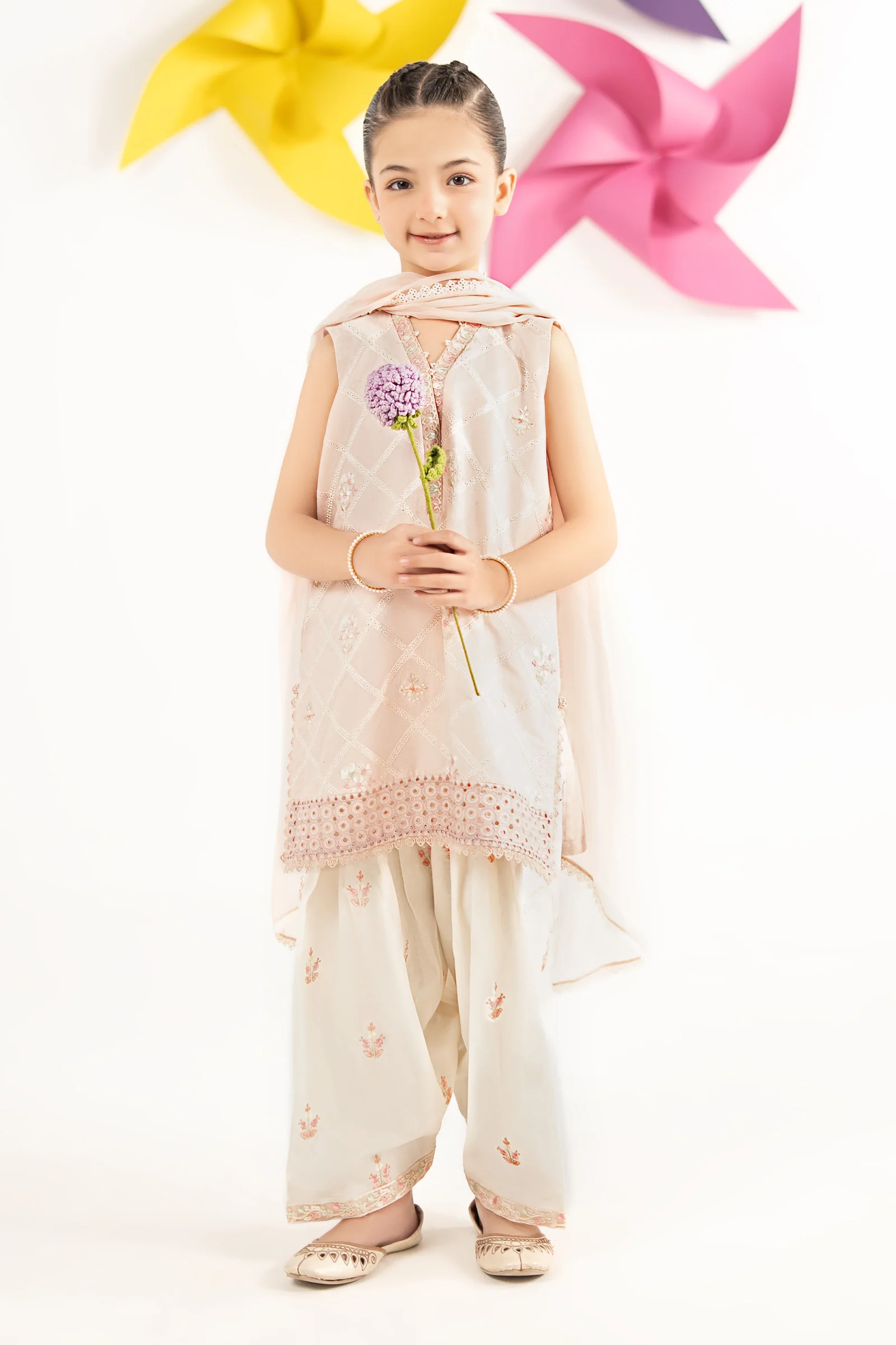 3 Piece Embroidered Dobby Lawn Suit - Image 2