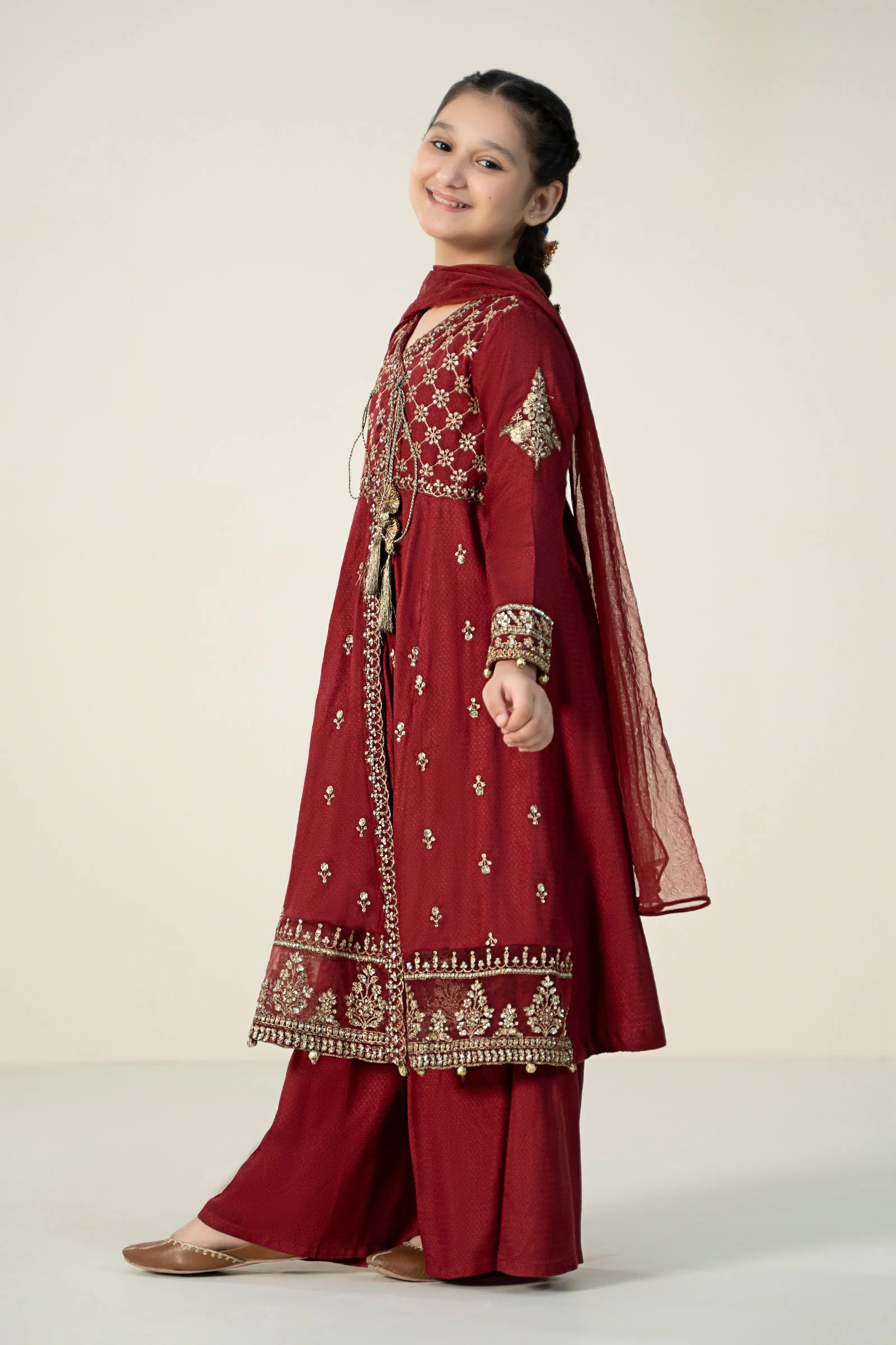 3 Piece Embroidered Linen Suit - Image 5