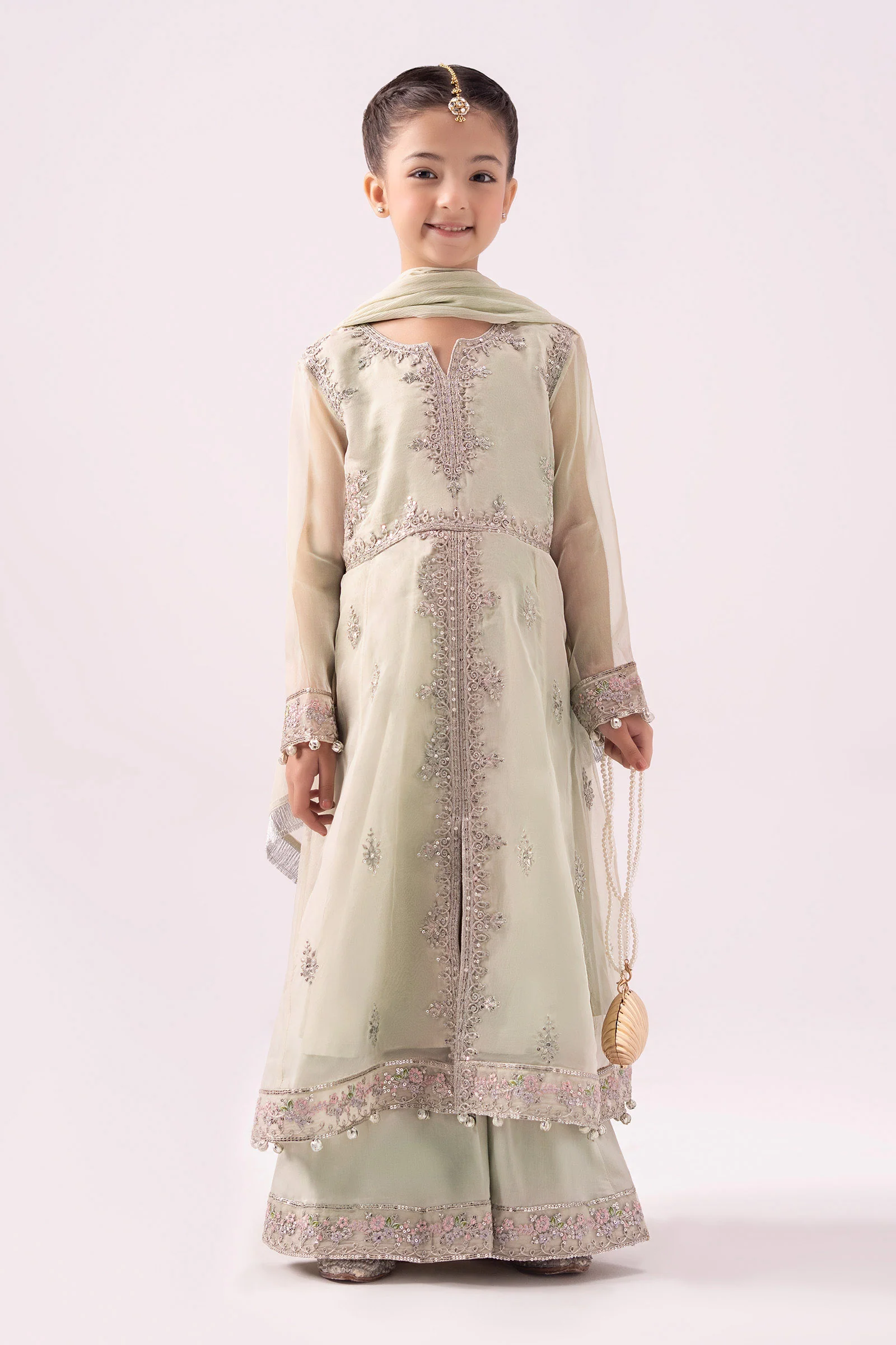 3 Piece Embroidered Organza Suit