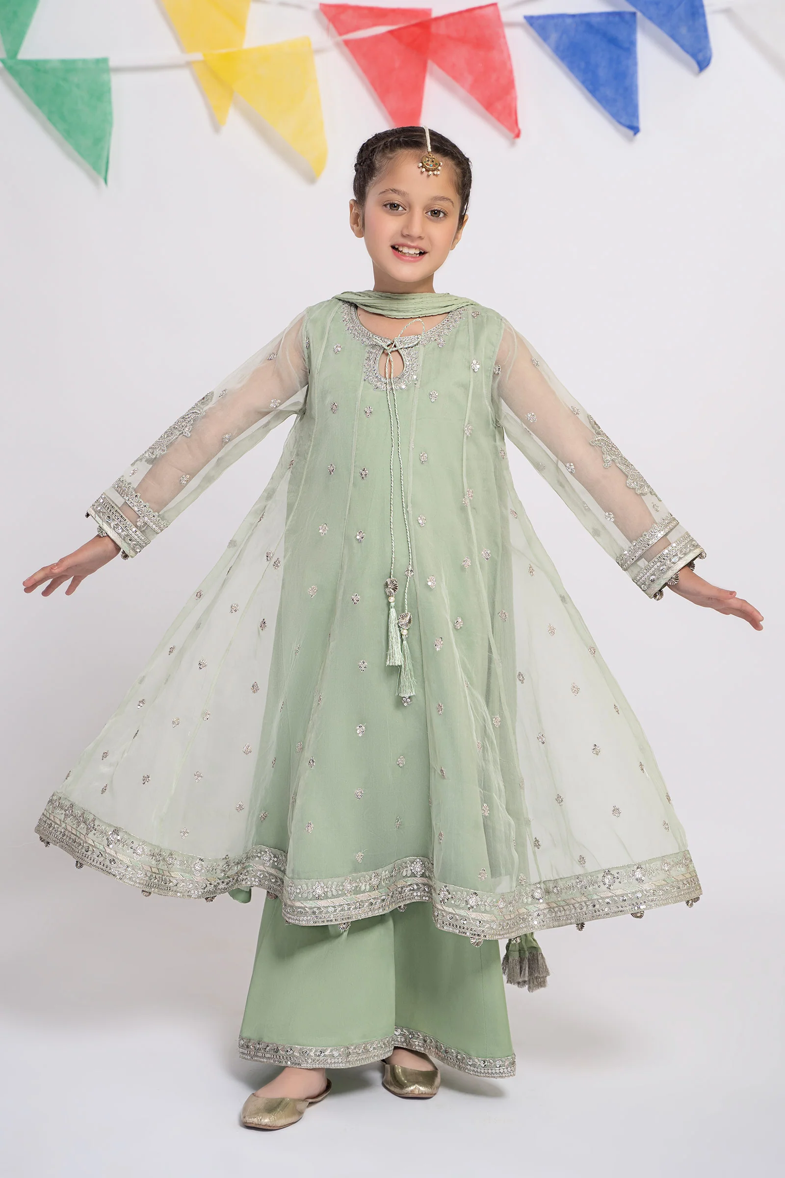 3 Piece Embroidered Organza Suit - Image 5