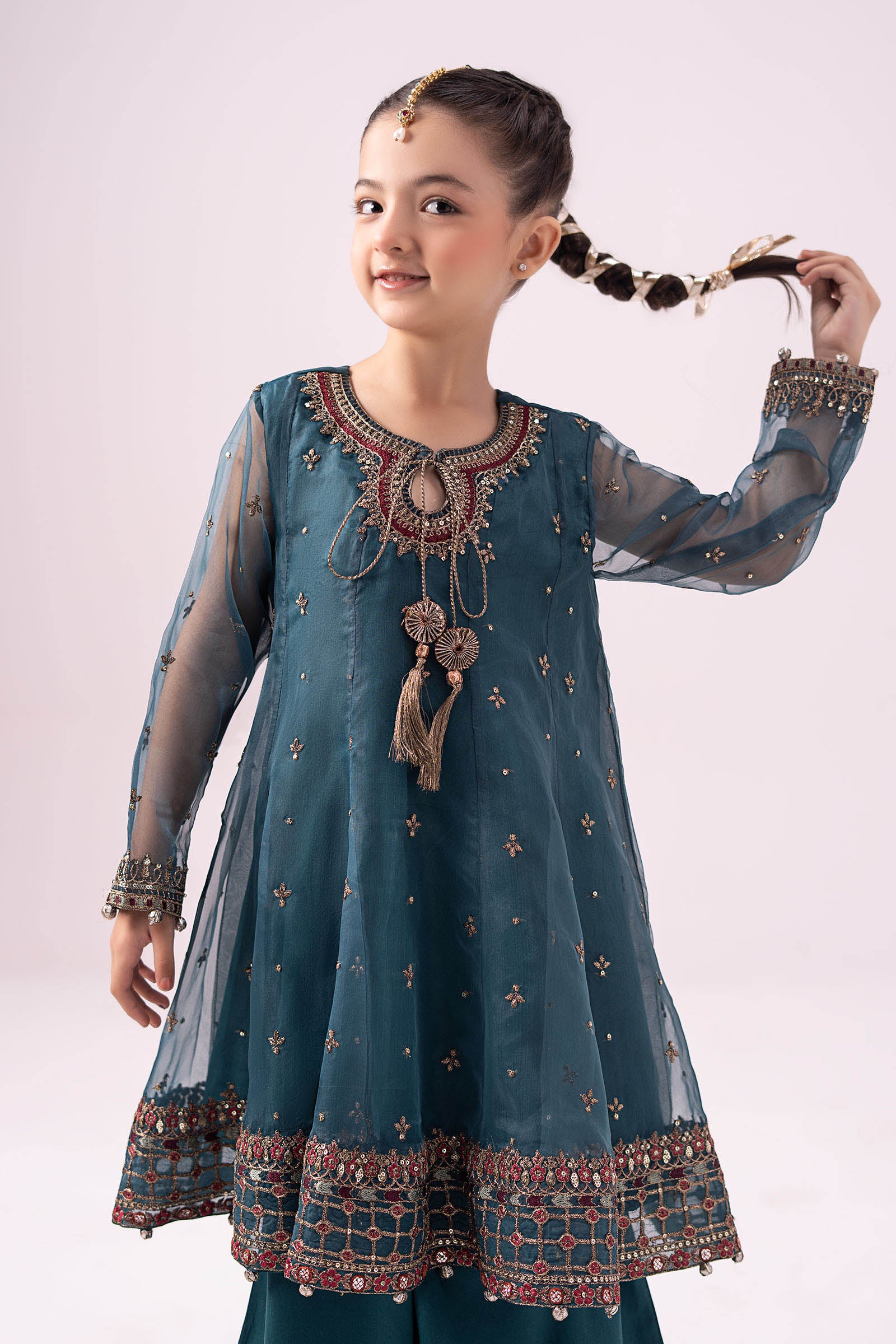 3 piece embroidered organza suit - Image 3