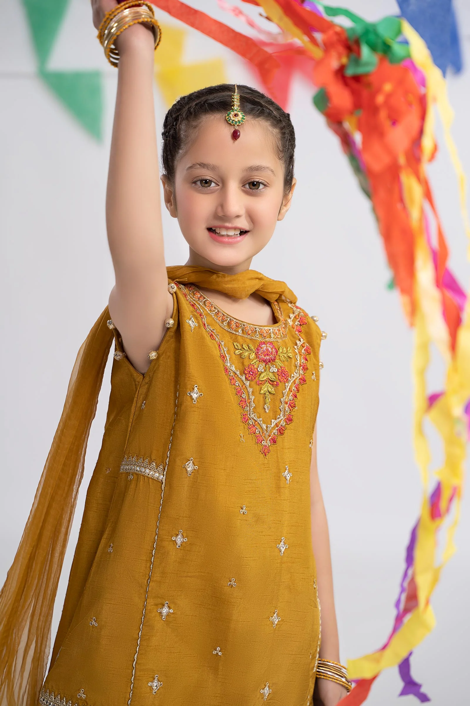 3 Piece Embroidered Raw Silk Suit - Image 2
