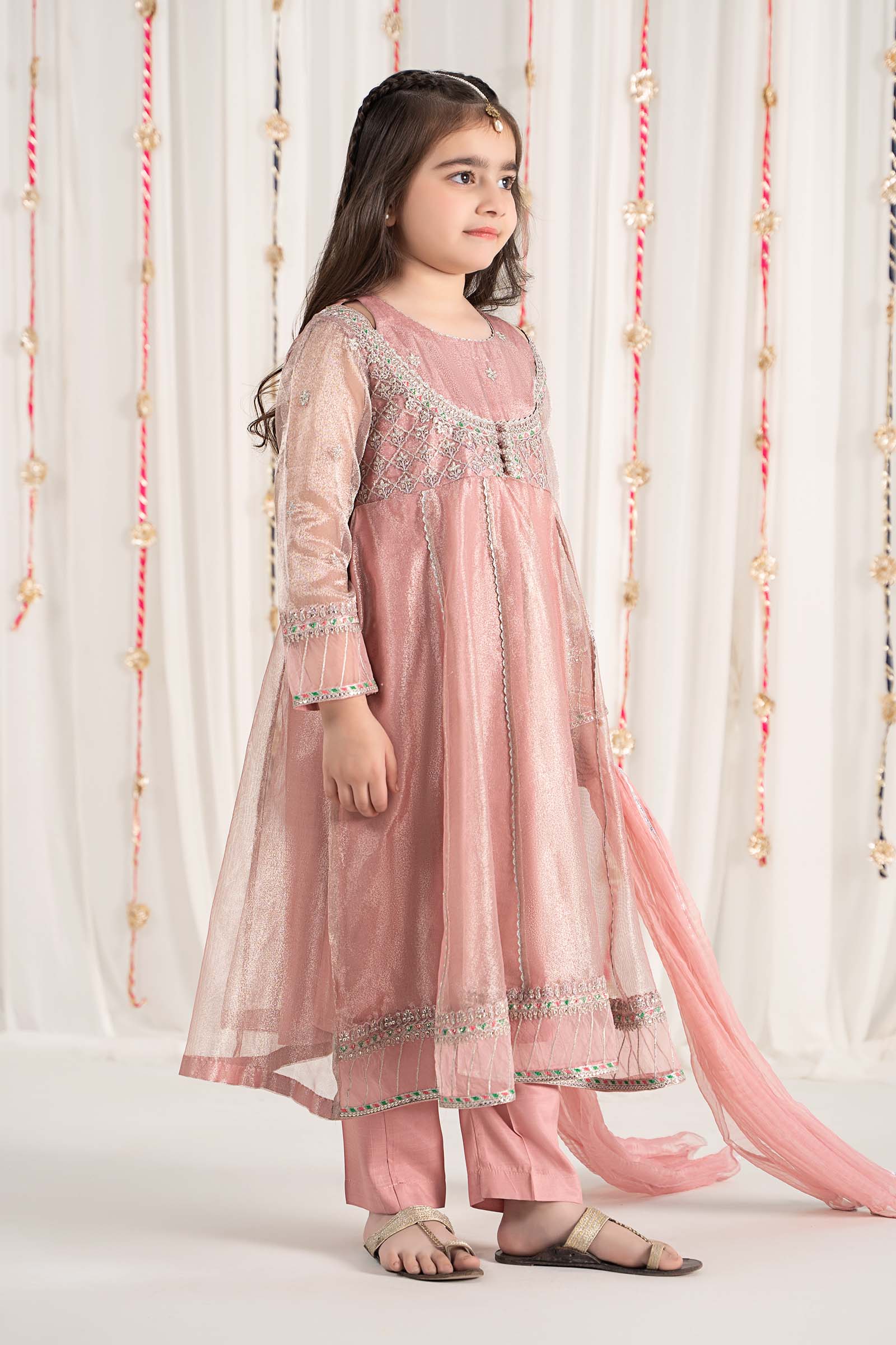 3 Piece Embroidered Zari Net Suit - Image 6