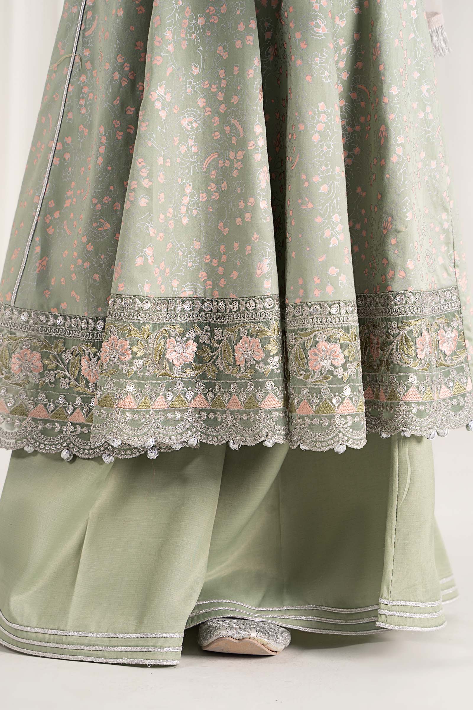 3 Piece Embroidered Cotton Satin Suit - Image 10