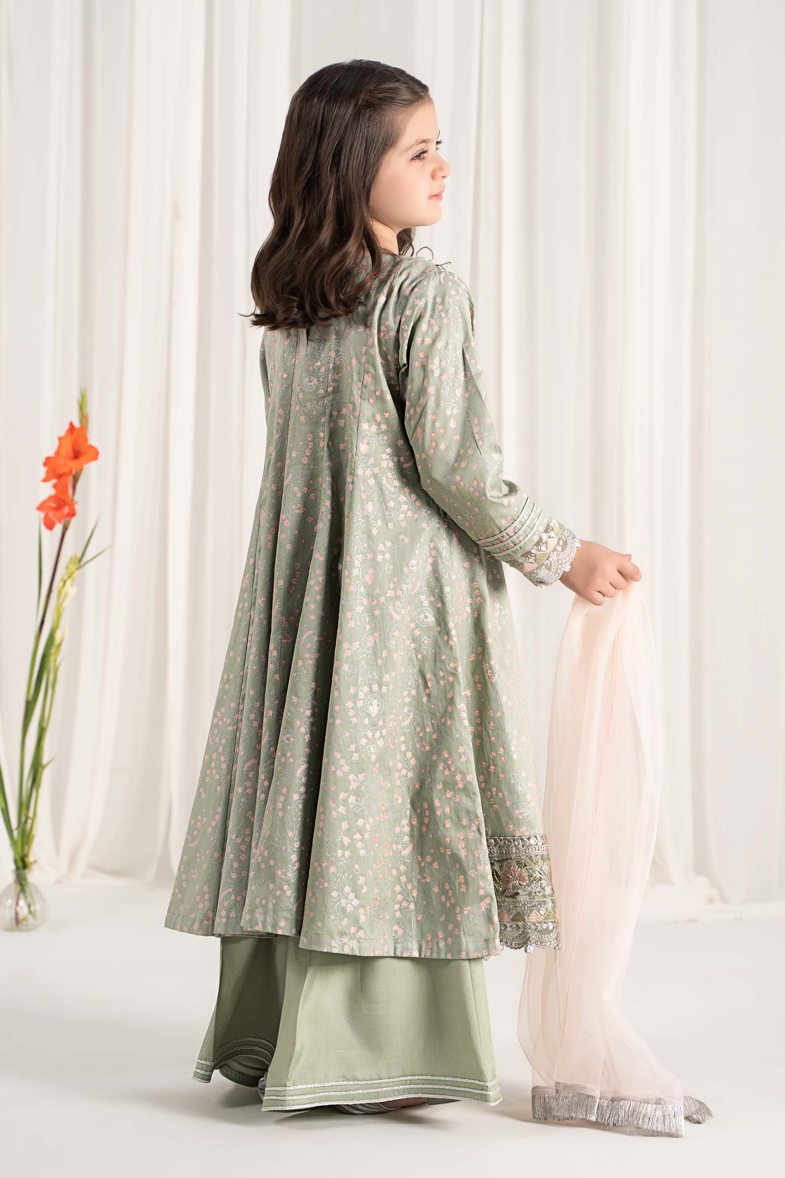 3 Piece Embroidered Cotton Satin Suit - Image 11